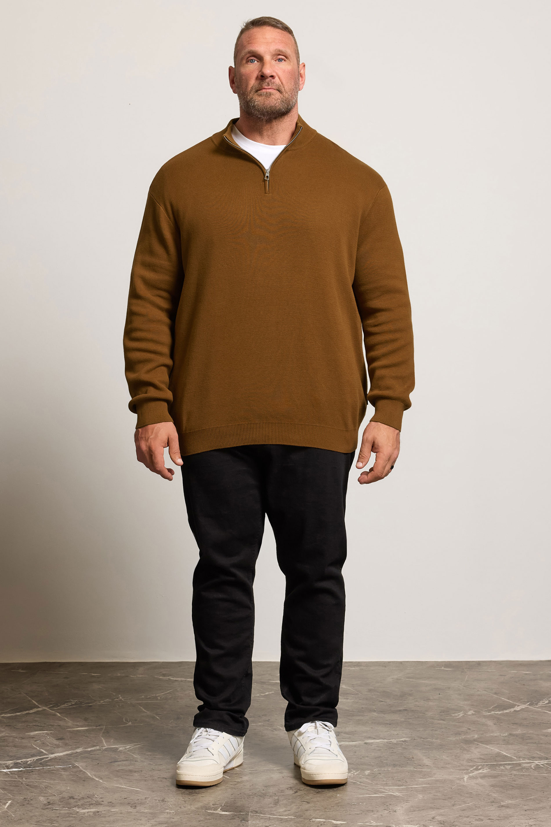 BadRhino Big & Tall Brown Milano Quarter Zip Jumper | BadRhino 3