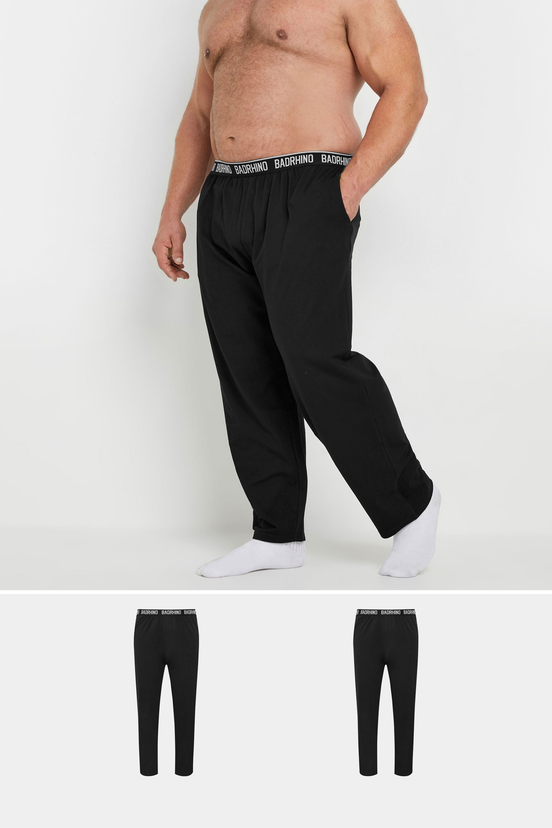 BadRhino Big & Tall 2 PACK Black Lounge Trousers | BadRhino 1