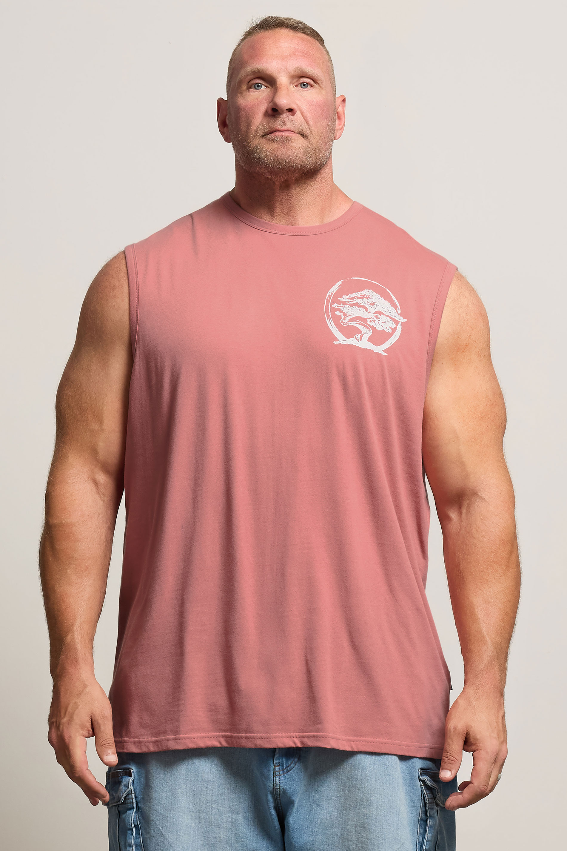 BadRhino Big & Tall Pink Bonzai Graphic Vest Top | BadRhino 1