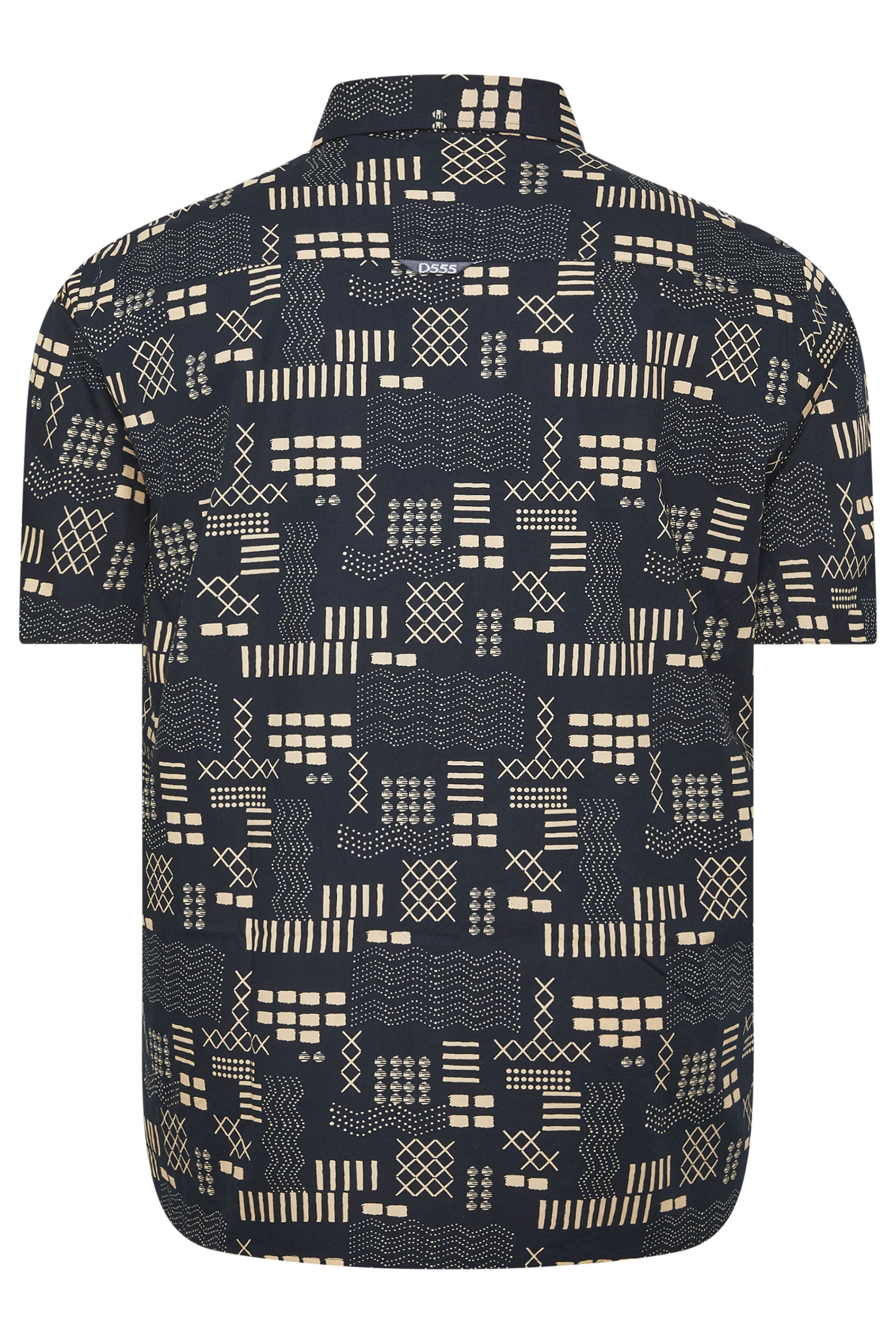 D555 Big & Tall Navy Blue Geometric Print Shirt | BadRhino 4