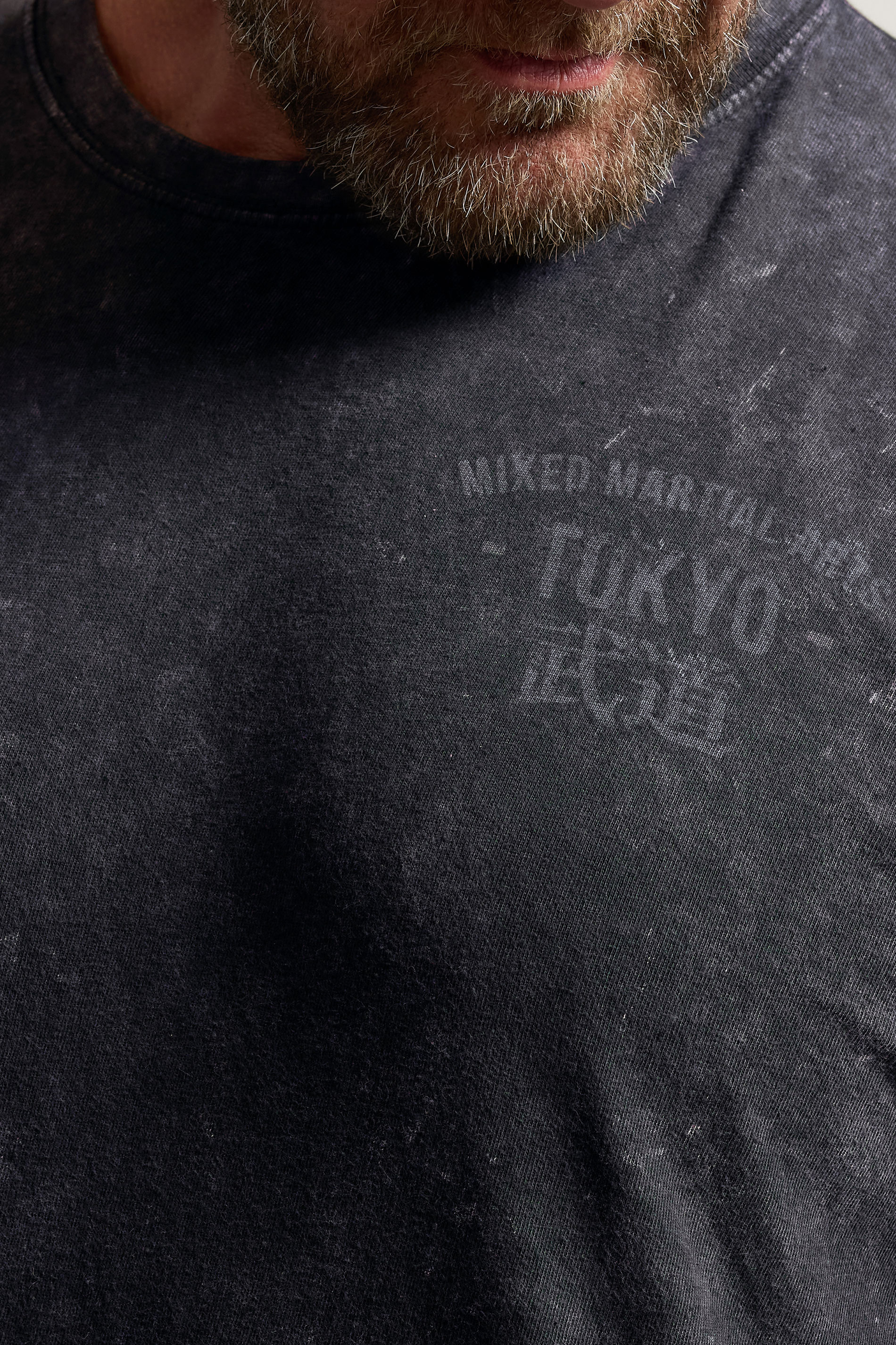 BadRhino Big & Tall Black Acid Wash 'Martial Arts Tokyo' Slogan T-Shirt | BadRhino 6