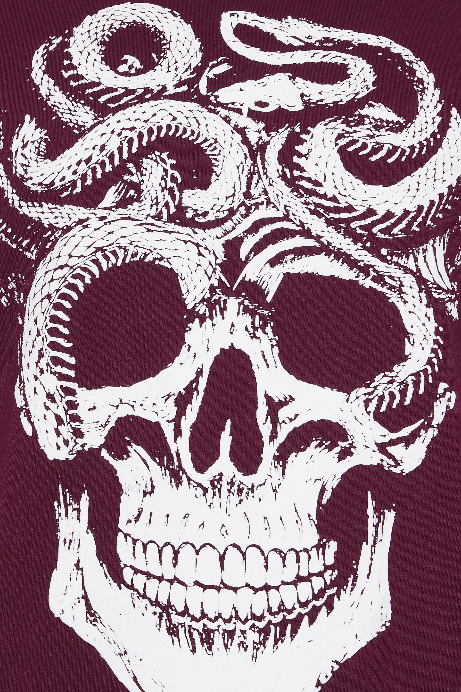 BadRhino Big & Tall Burgundy Red Skull & Snake Graphic T-Shirt | BadRhino 3