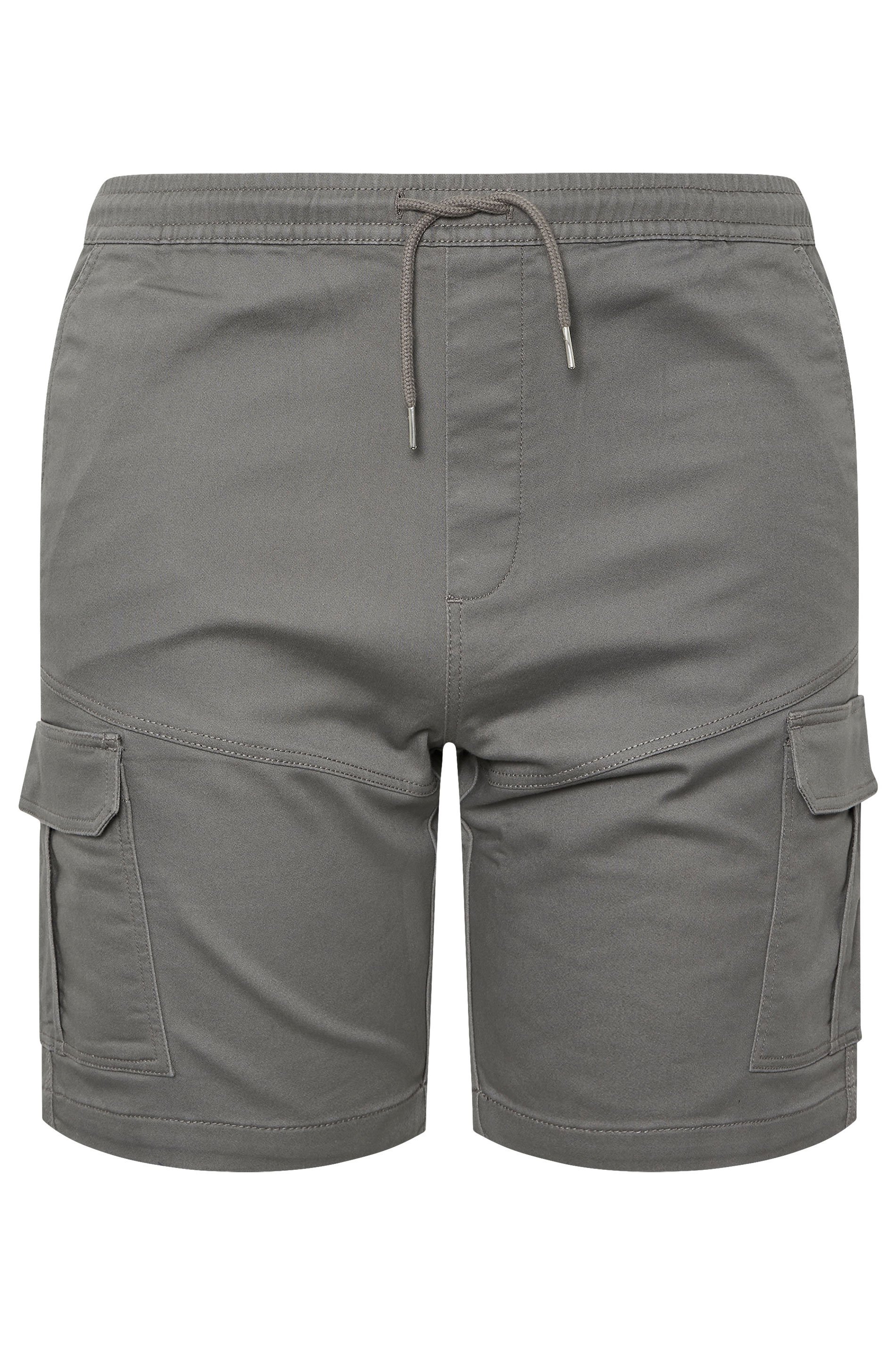 BadRhino Big & Tall Charcoal Grey Elasticated Waist Stretch Cargo Shorts | BadRhino 6