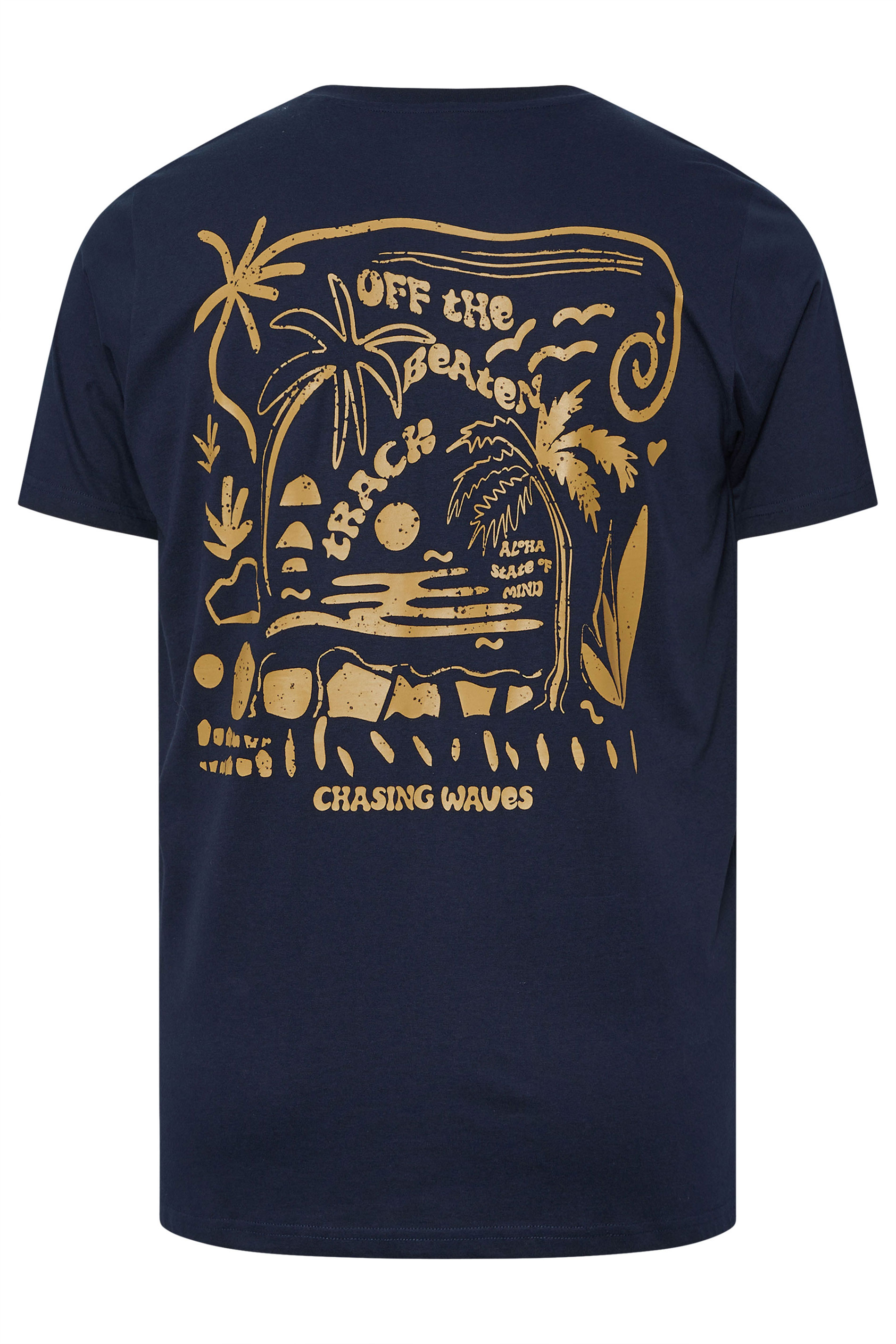 BadRhino Big & Tall Navy Blue 'Chasing Waves' Graphic T-Shirt | BadRhino 7