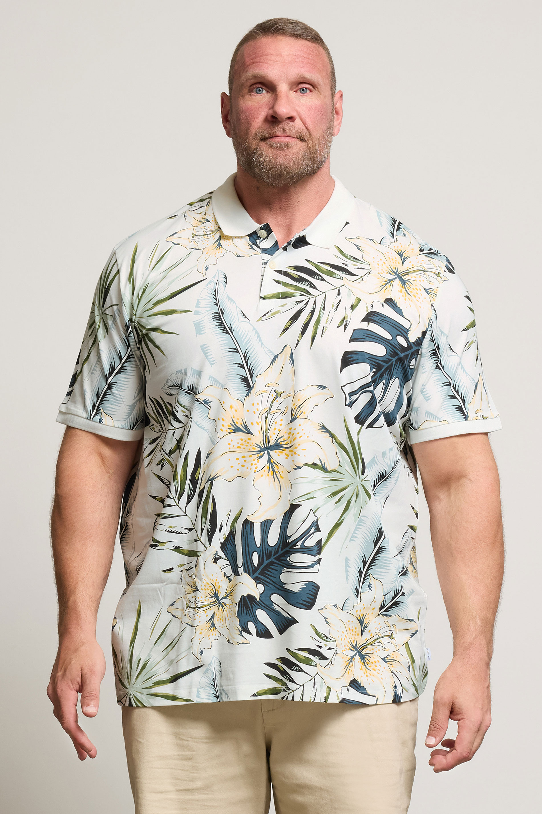 JACK & JONES Big & Tall White Hudson Polo Shirt | BadRhino 2