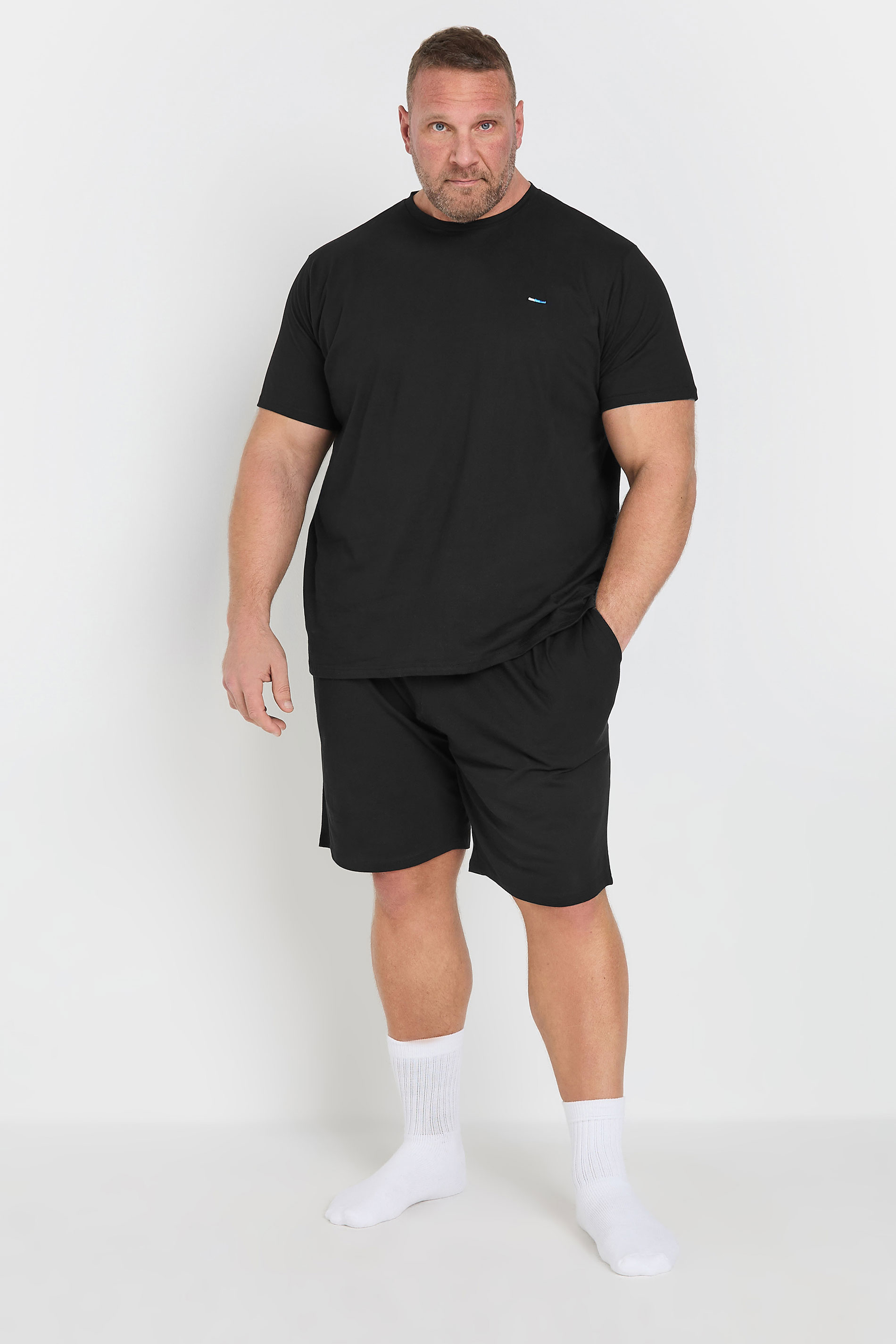BadRhino Big & Tall Black Lounge Shorts & T-Shirt Set | BadRhino 1