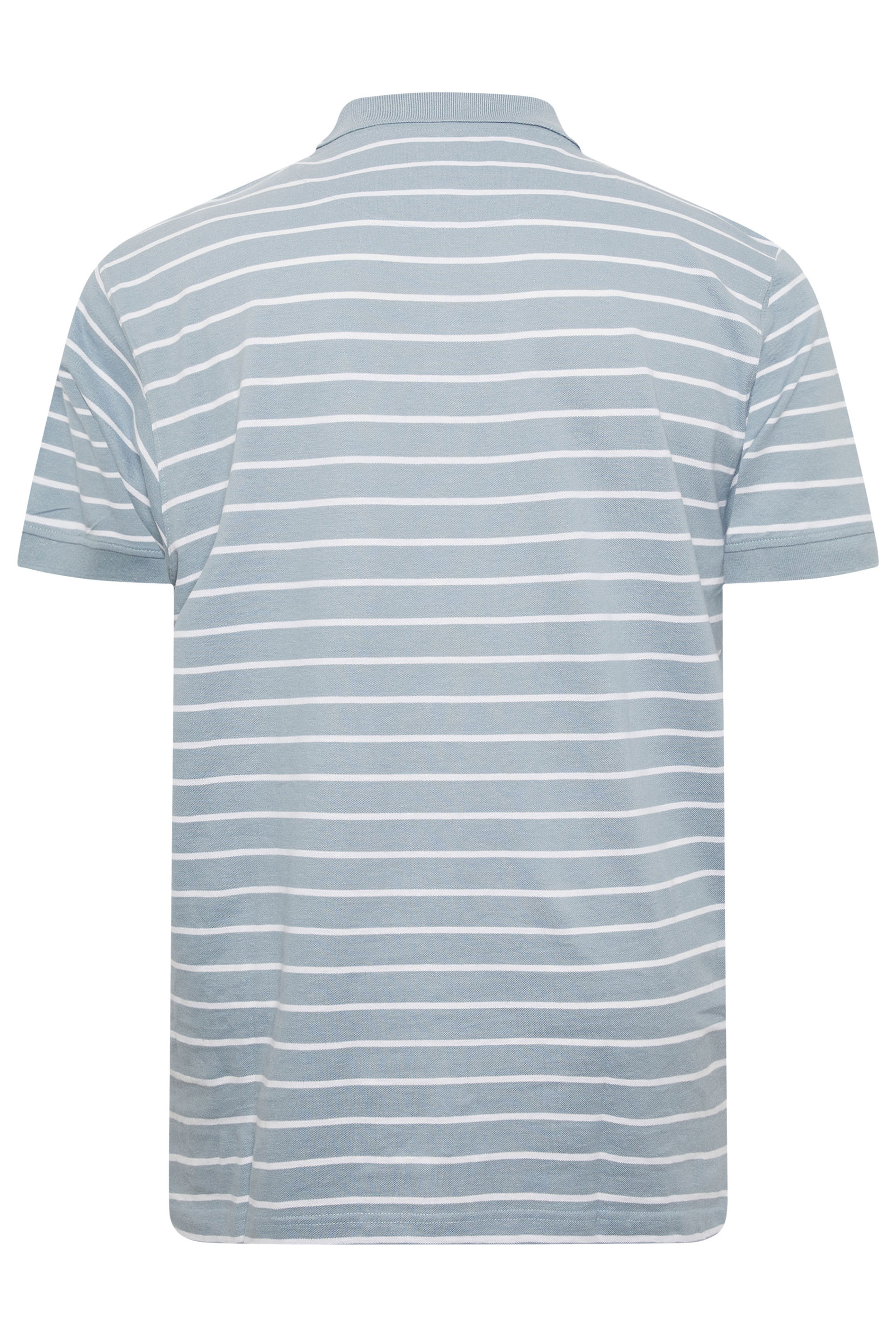 KAM Big & Tall Dusty Blue Stripe Print Polo Shirt | BadRhino 4