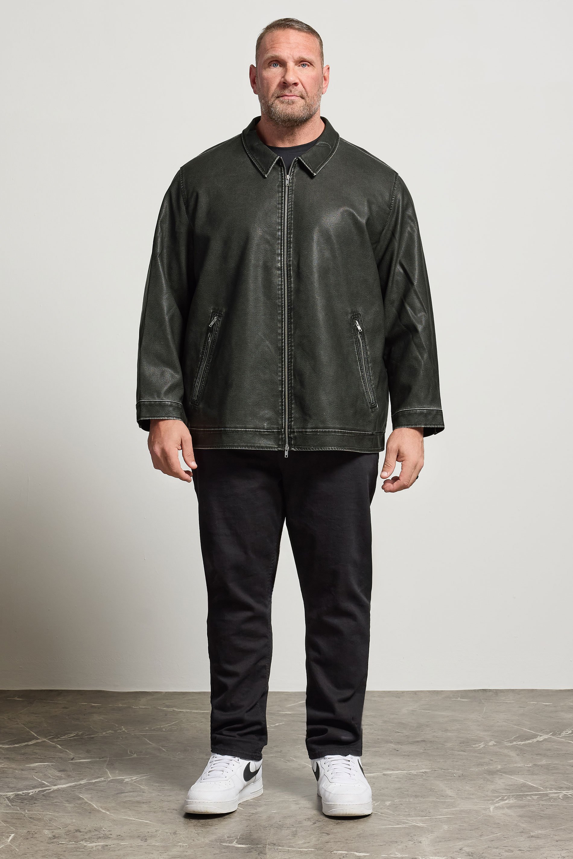 JACK & JONES Big & Tall Black Biker Jacket | BadRhino 4