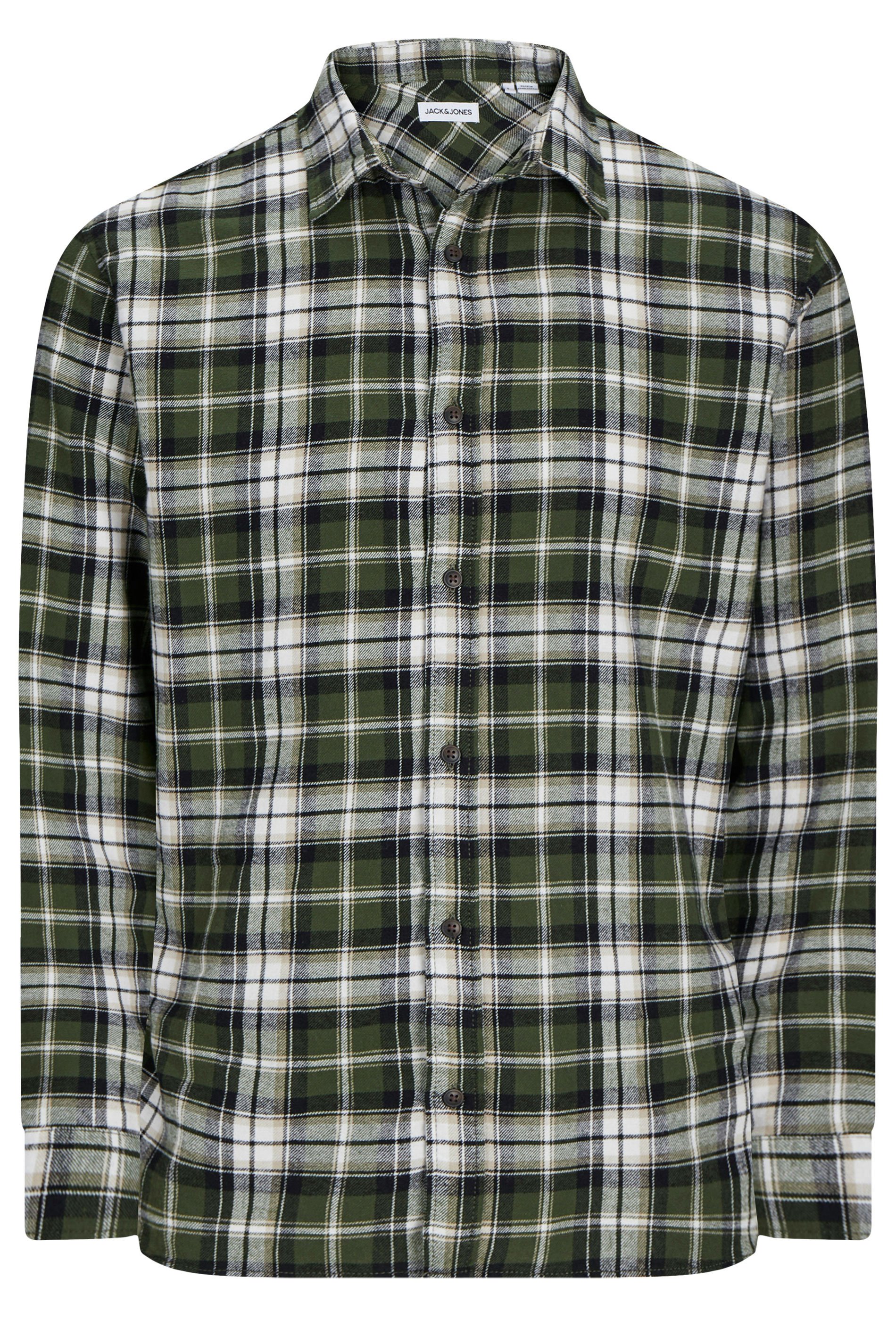 JACK & JONES Big & Tall Green Flannel Checked Shirt | BadRhino 2