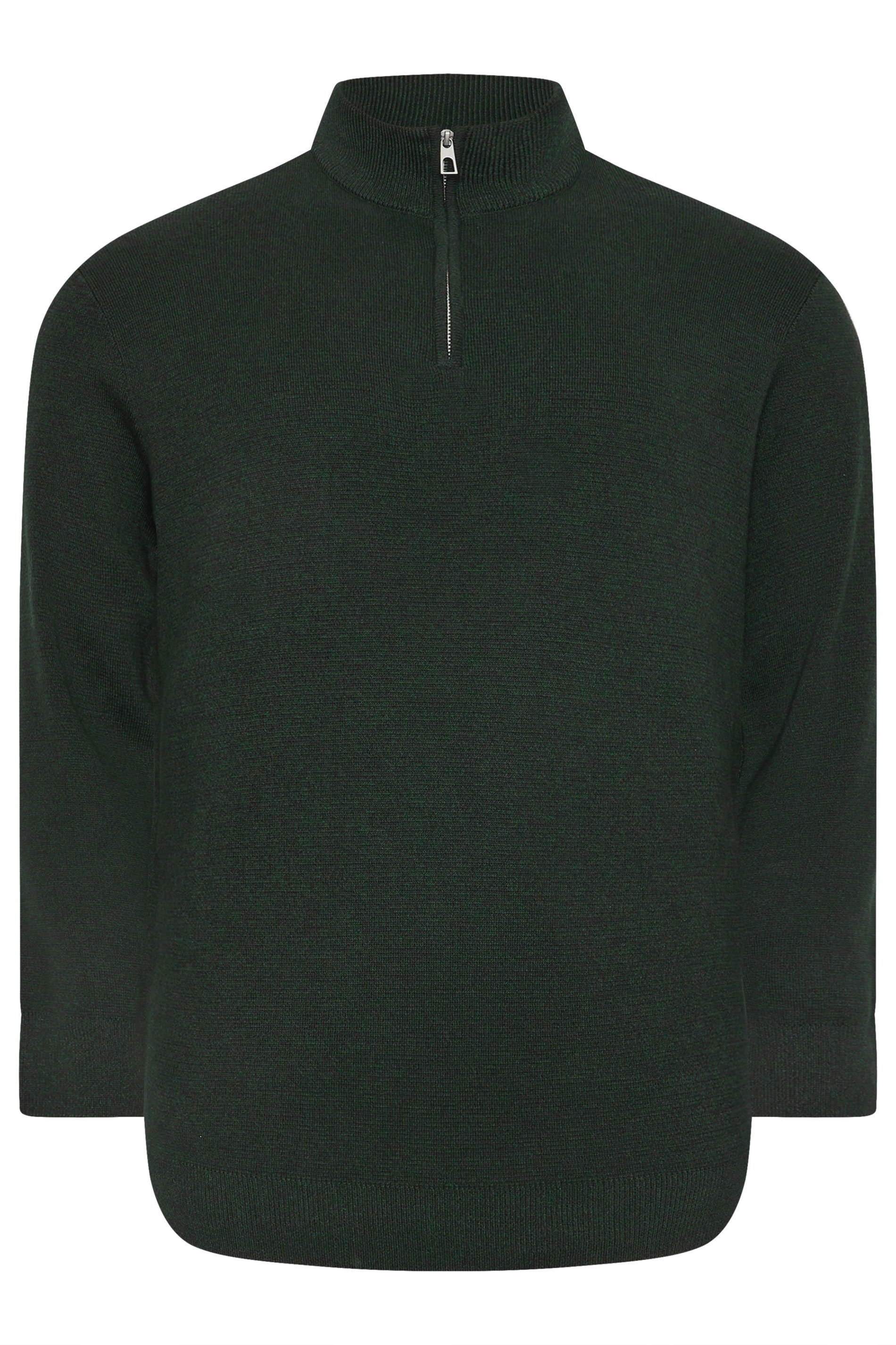BadRhino Big & Tall Green Milano Quarter Zip Knitted Jumper | BadRhino 4