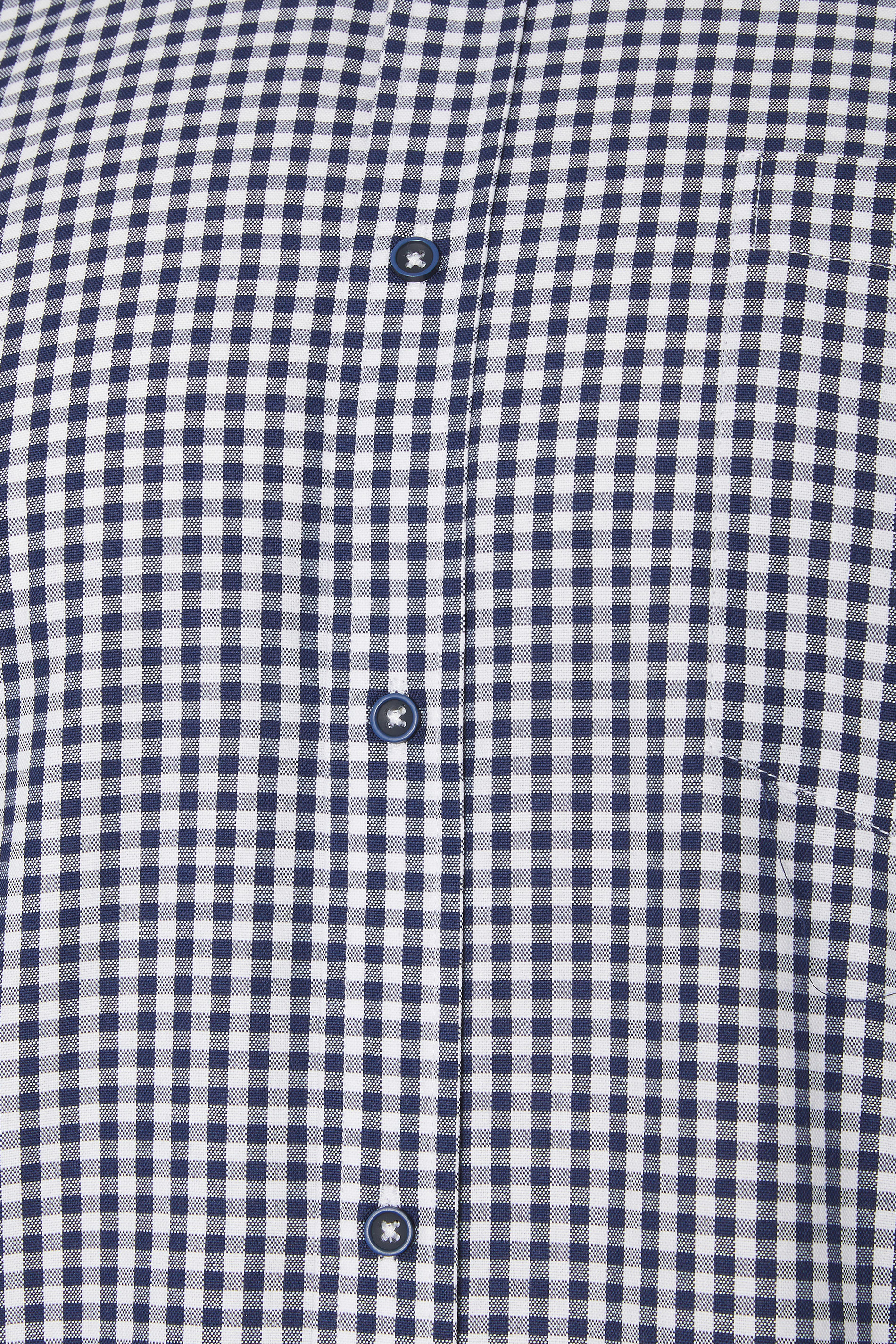 KAM Big & Tall Navy Blue Long Sleeve Gingham Shirt | BadRhino 3