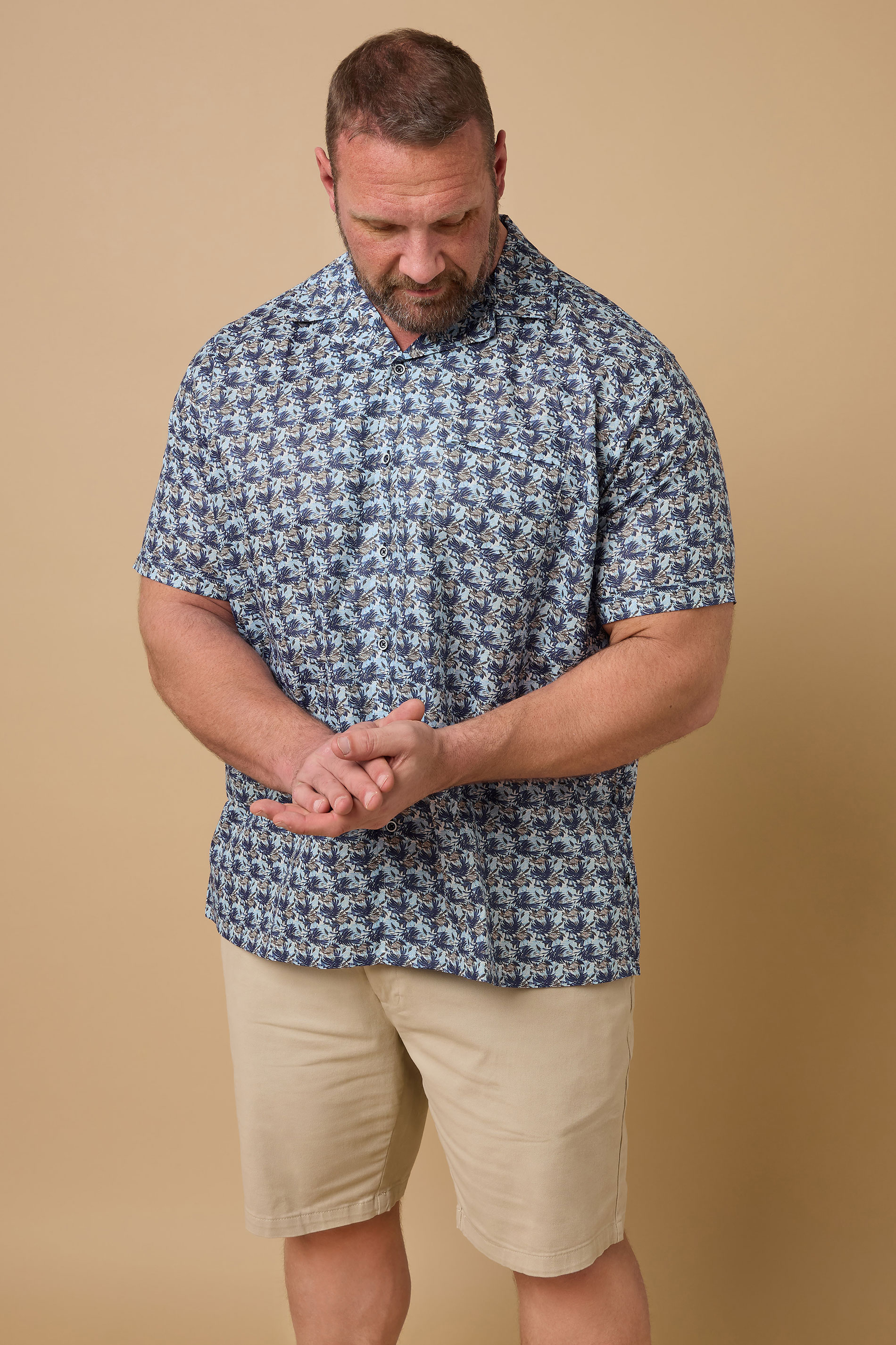  KAM Big & Tall Blue Hawaiian Revere Collar Shirt | BadRhino 1