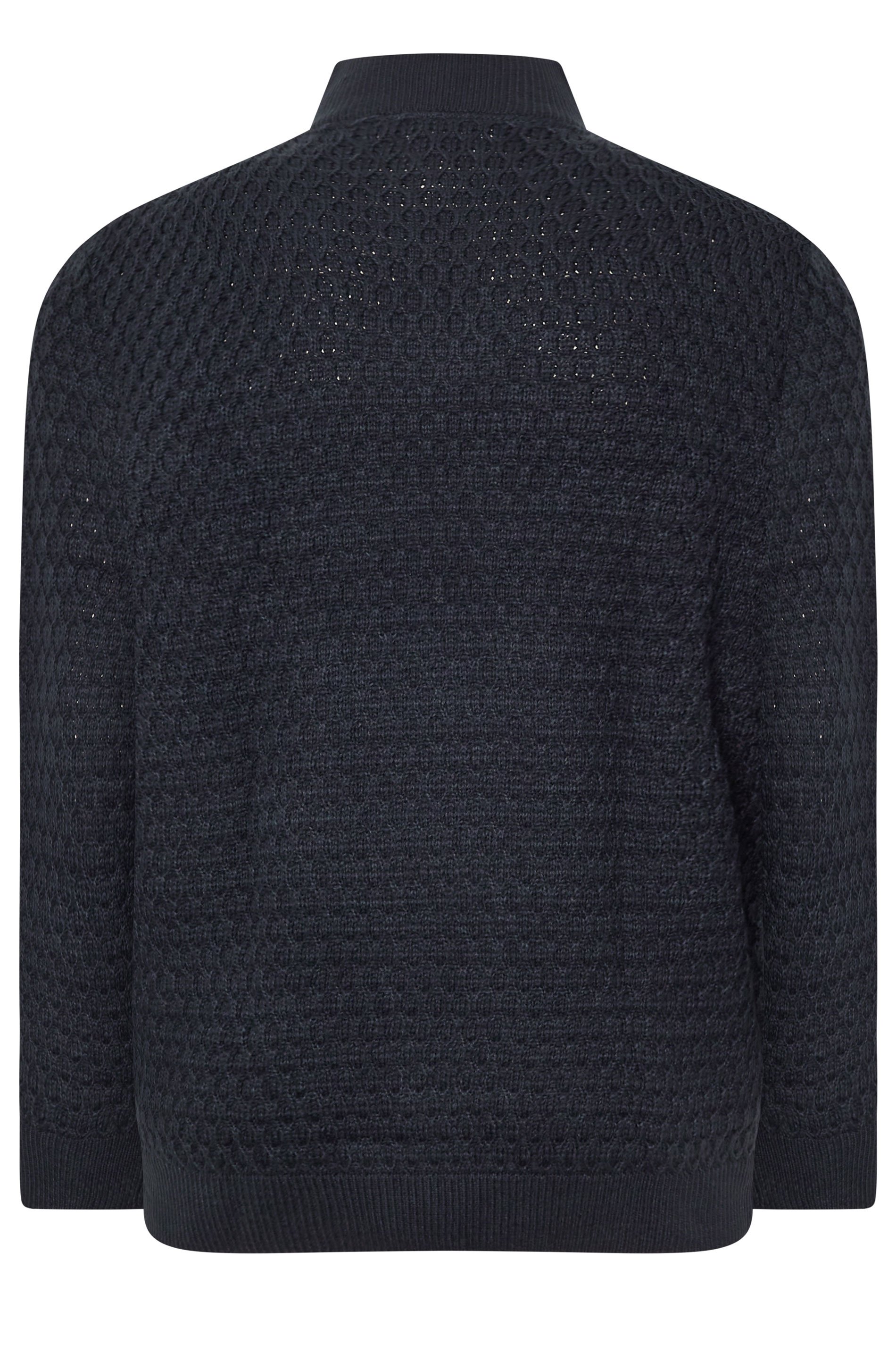 JACK & JONES Big & Tall Navy Blue High Neck Quarter Zip Jumper | BadRhino 4