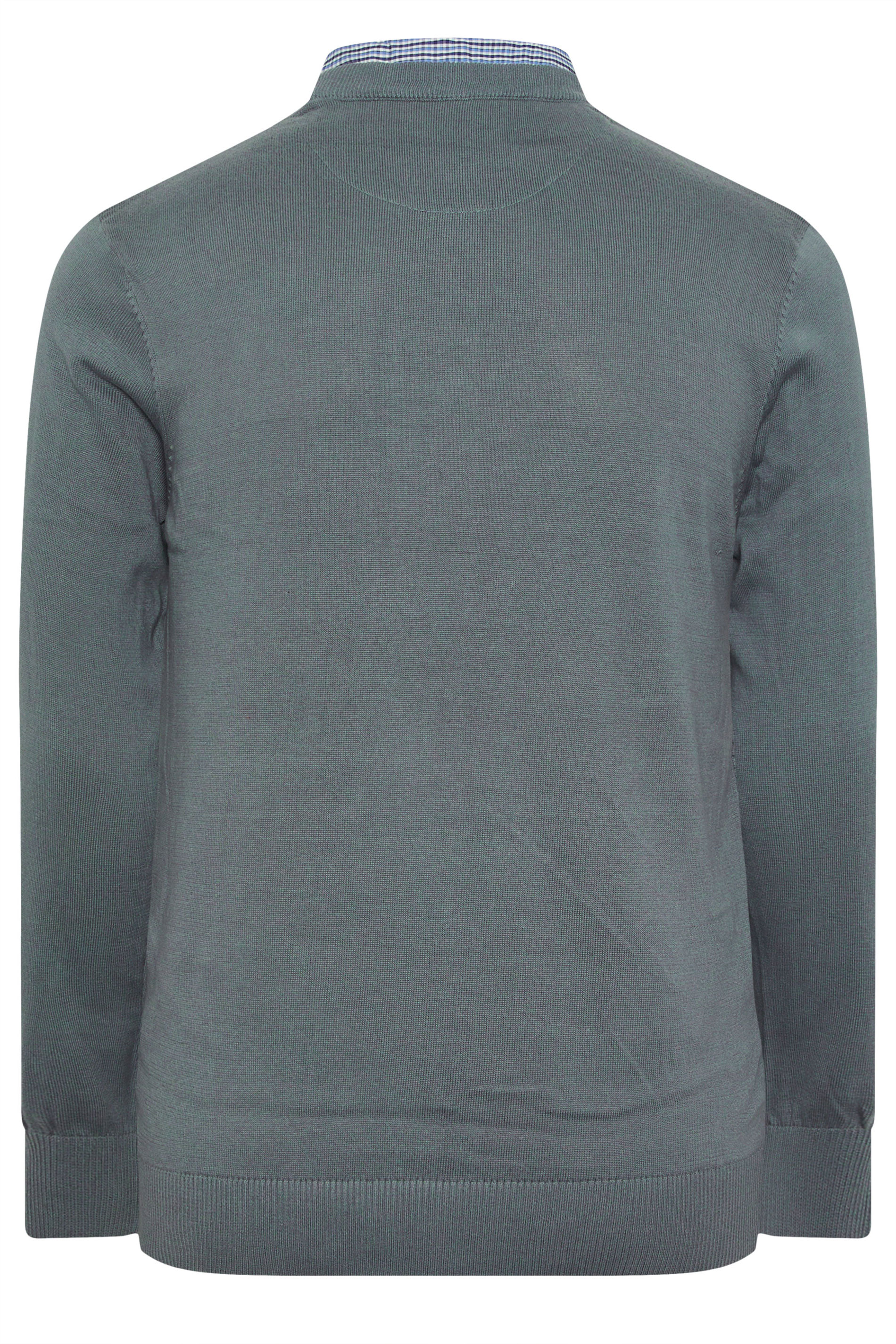 BadRhino Big & Tall Storm Blue Cable Knit Mock Shirt Jumper | BadRhino 6