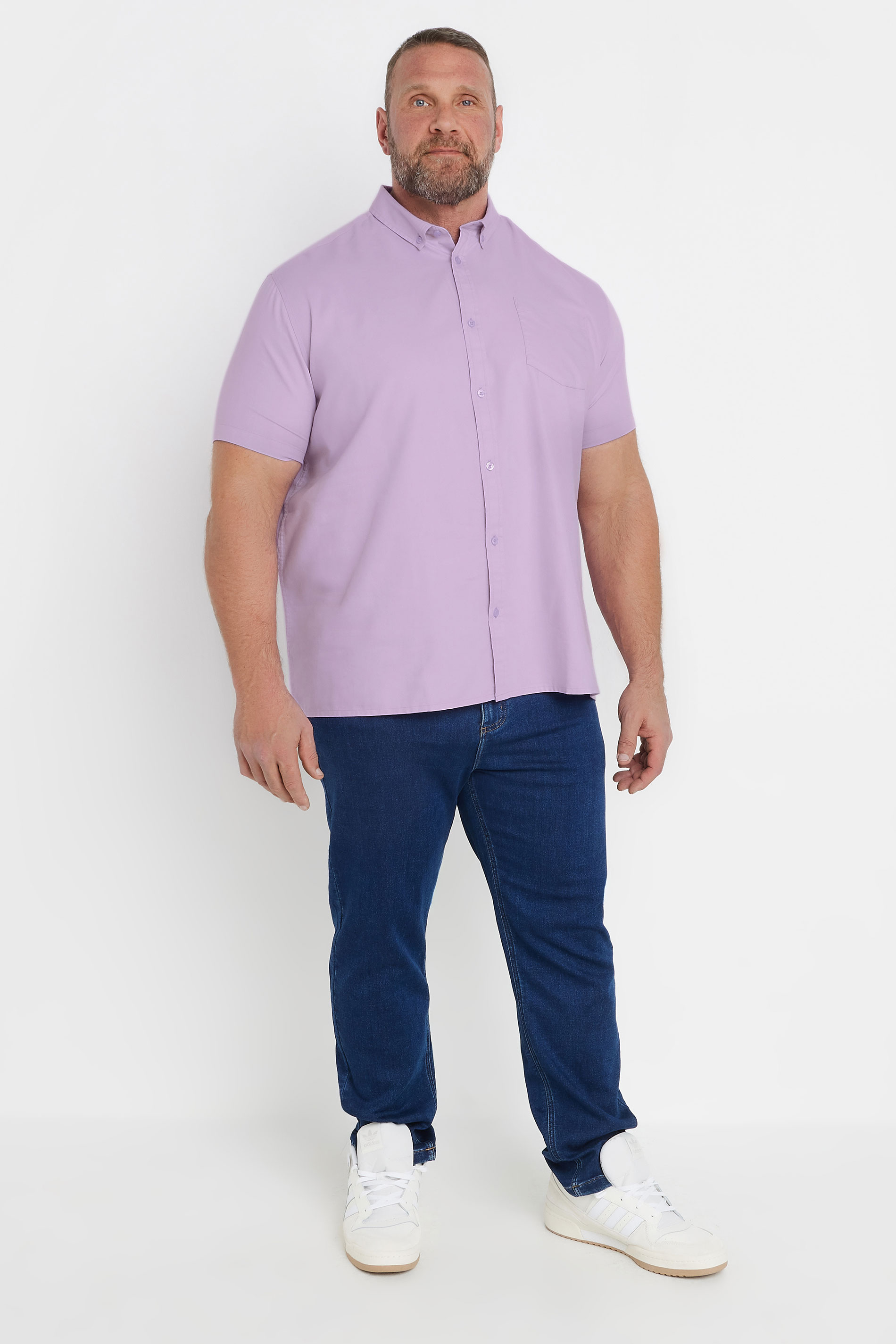 BadRhino Big & Tall Lilac Purple Short Sleeve Oxford Shirt | BadRhino 5