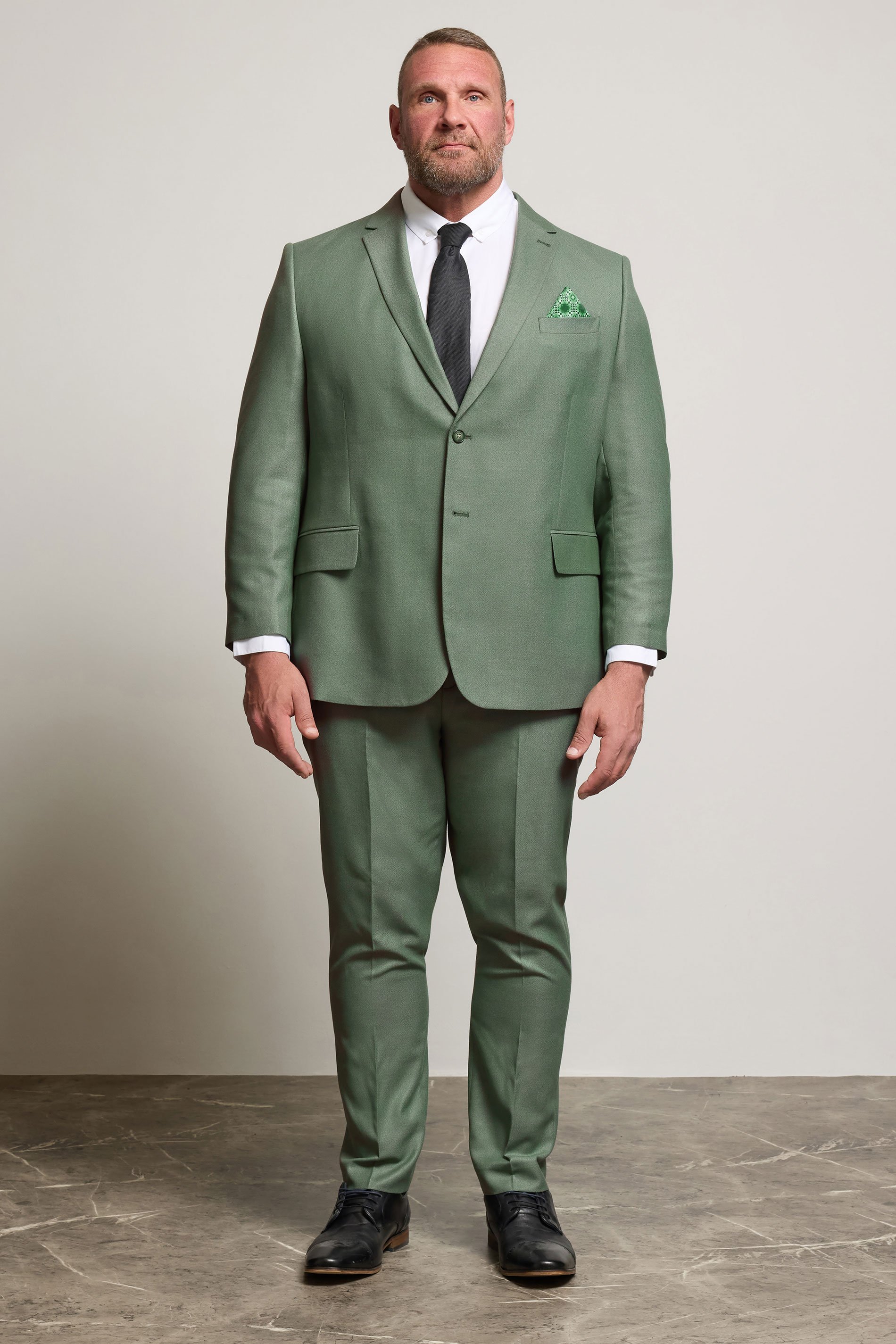 BadRhino Tailoring Big & Tall Green Textured Trousers | BadRhino 2