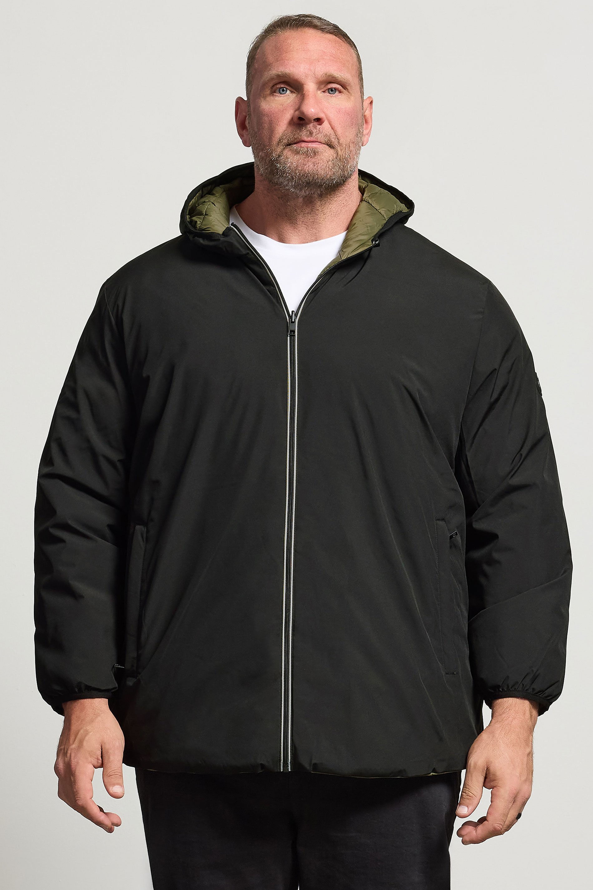 JACK & JONES Big & Tall Black Reversible Puffer Jacket | BadRhino 1