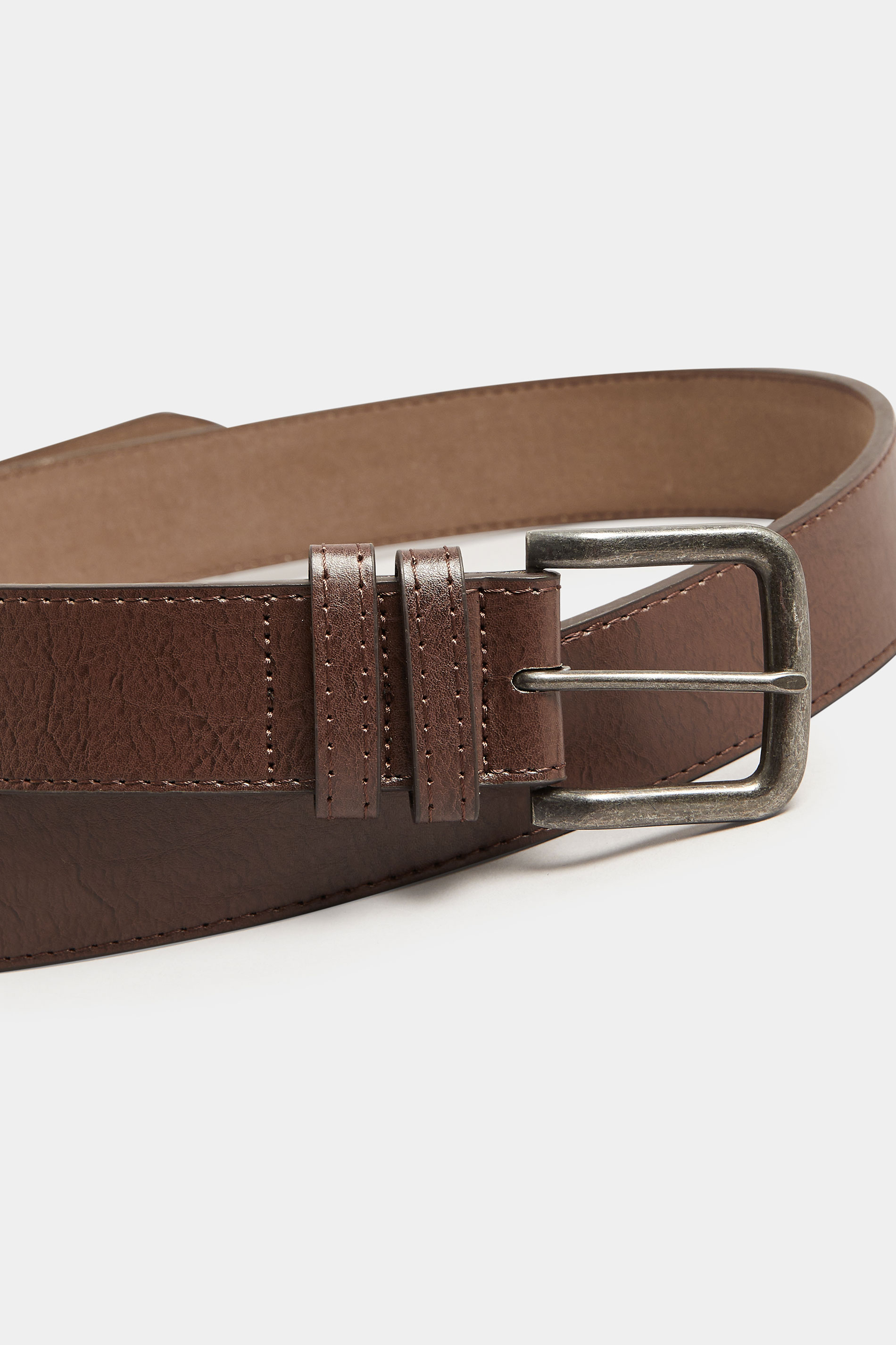 D555 Brown & Silver Bonded Leather Belt | D555 3
