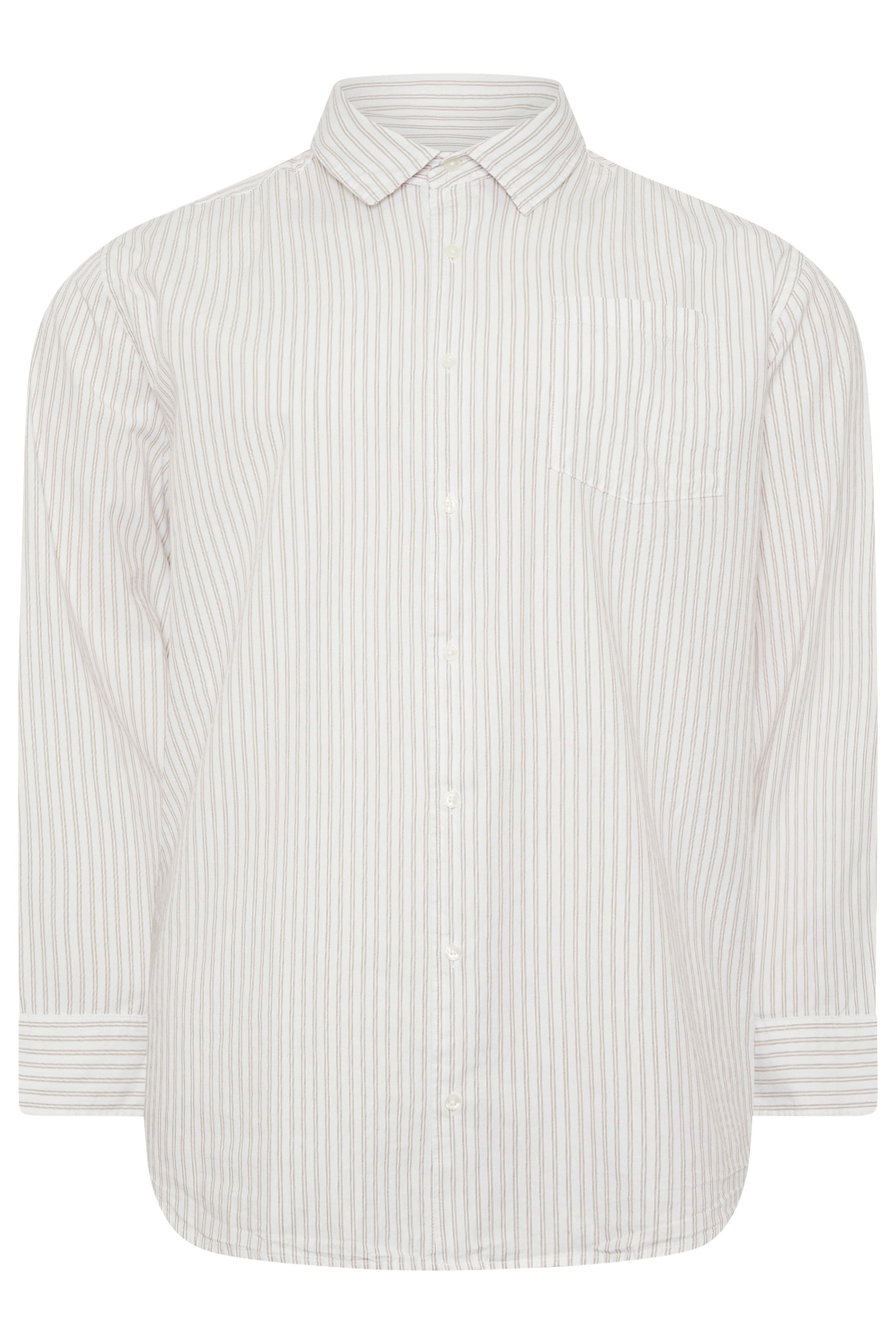 JACK & JONES Big & Tall White & Green Striped Poplin Shirt | BadRhino 1