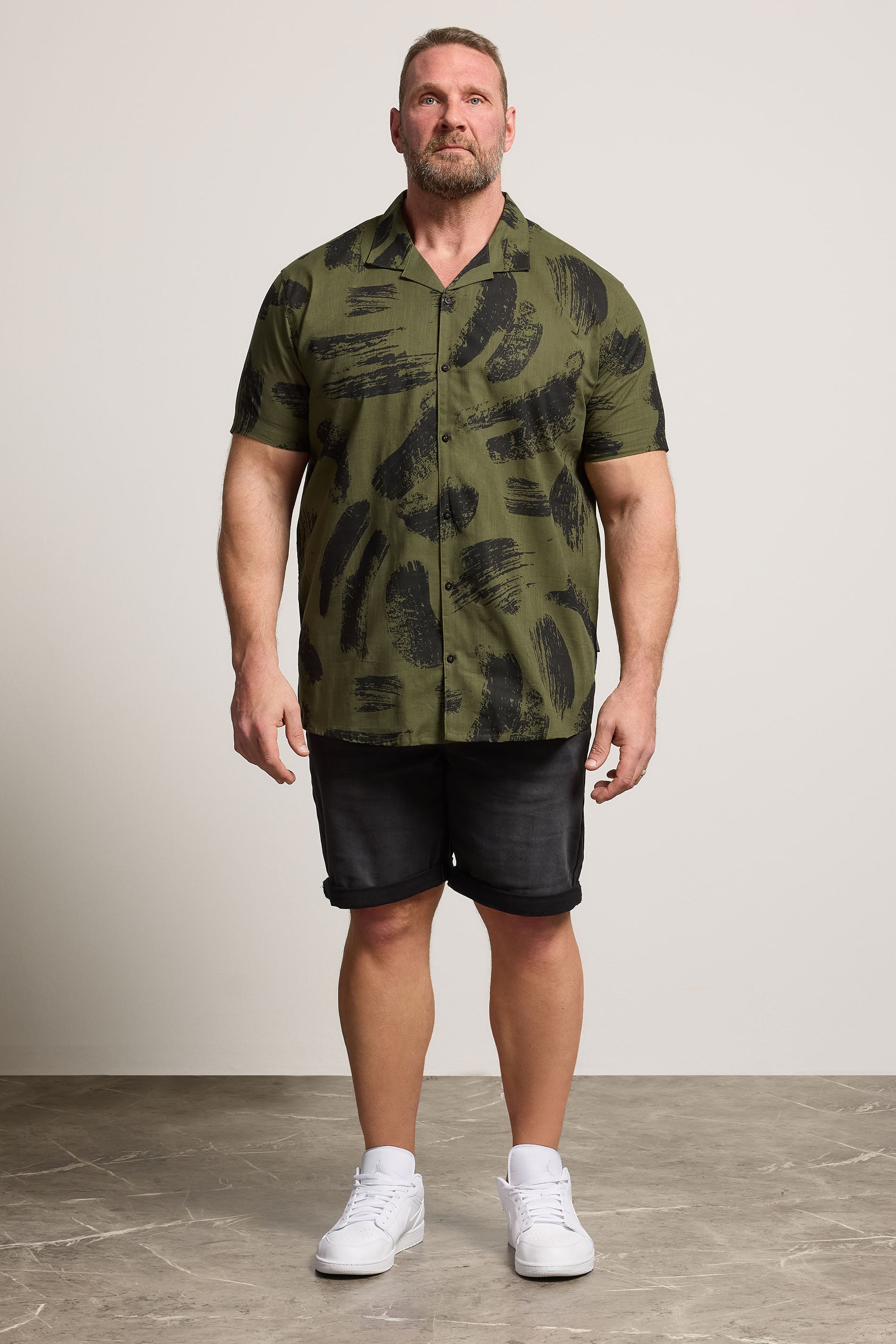 BadRhino Big & Tall Khaki Green Brushstroke Shirt | BadRhino 1
