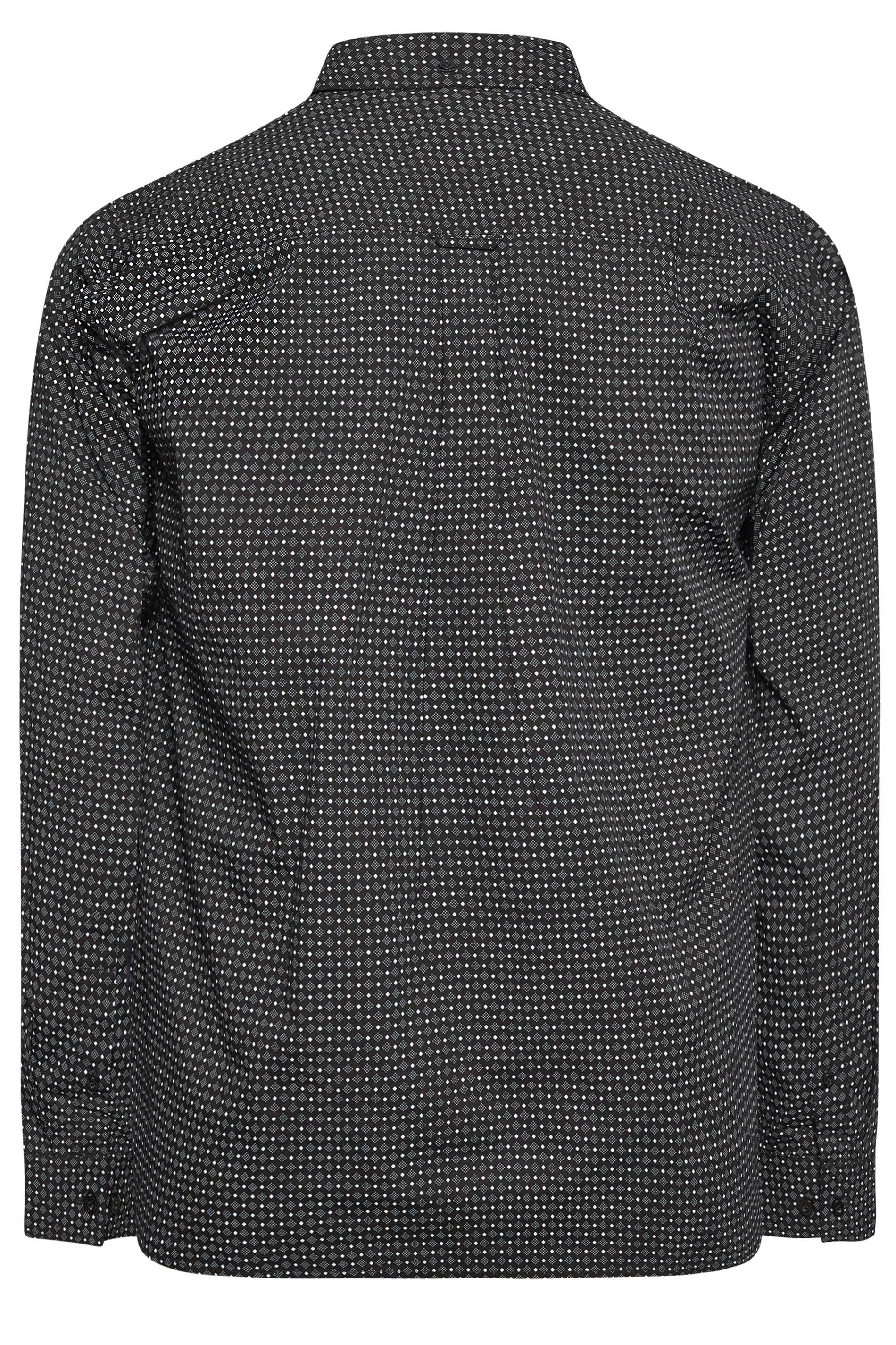 BadRhino Big & Tall Black Geometric Print Poplin Long Sleeve Shirt | BadRhino 4
