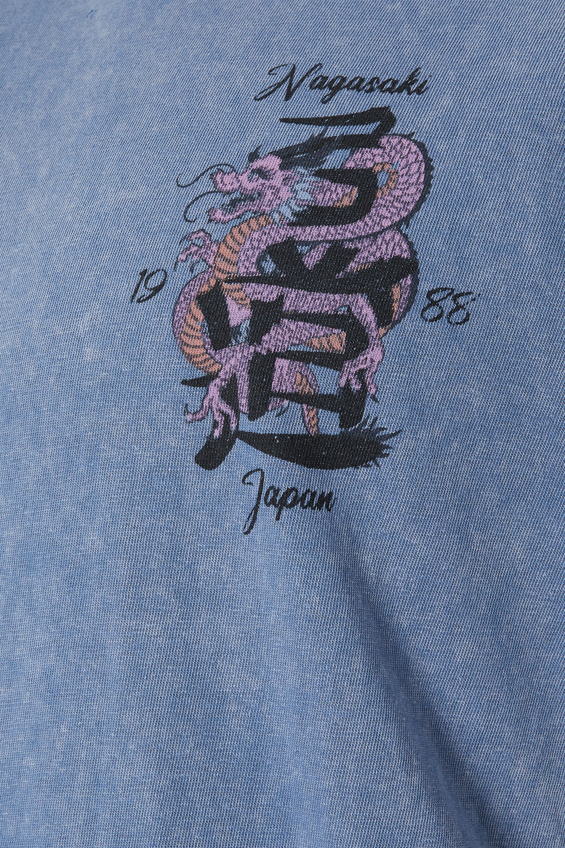 BadRhino Big & Tall Blue Acid Wash 'Nagasaki Japan' Graphic T-Shirt | BadRhino 6