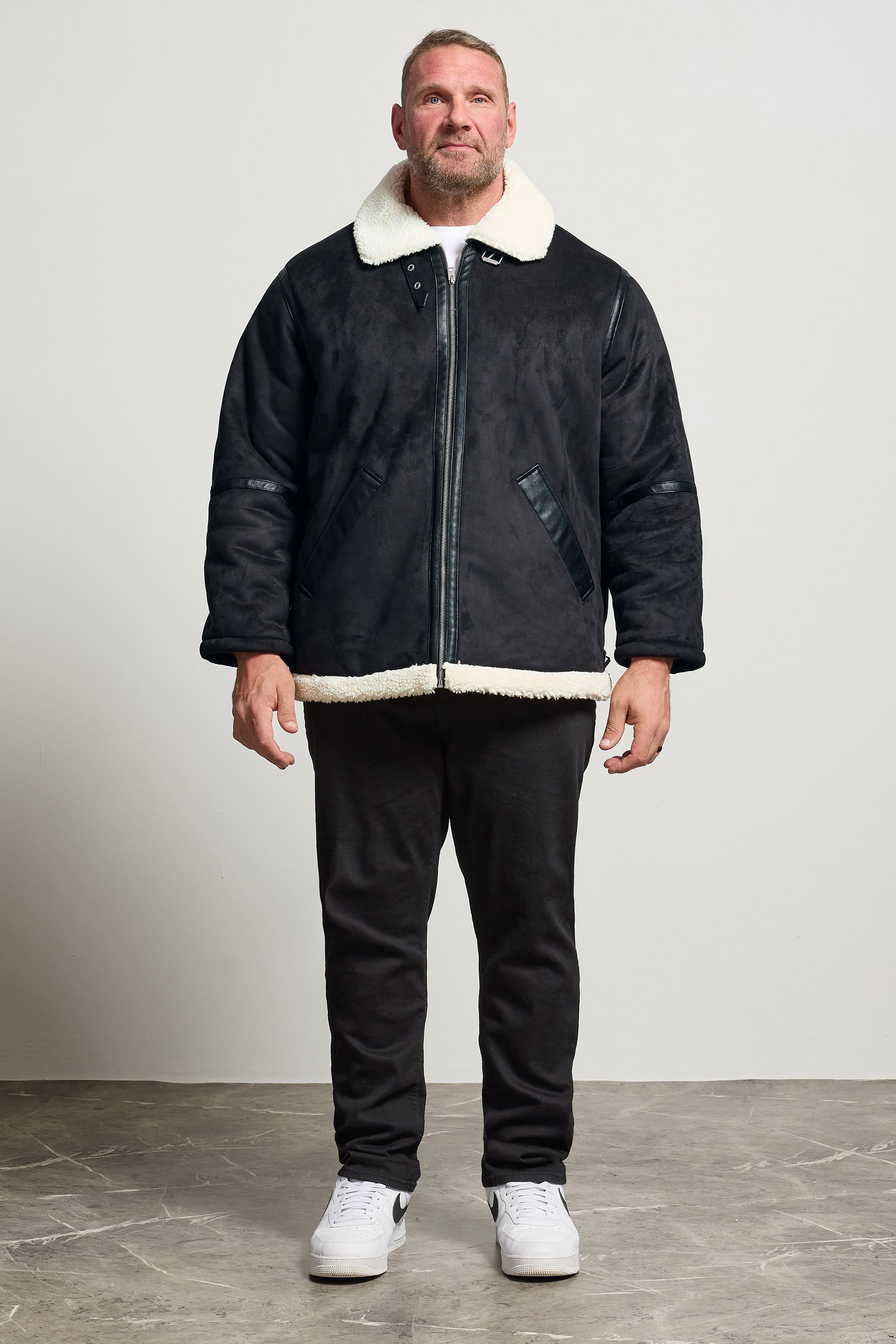 JACK & JONES Big & Tall Black Aviator Jacket | BadRhino 2