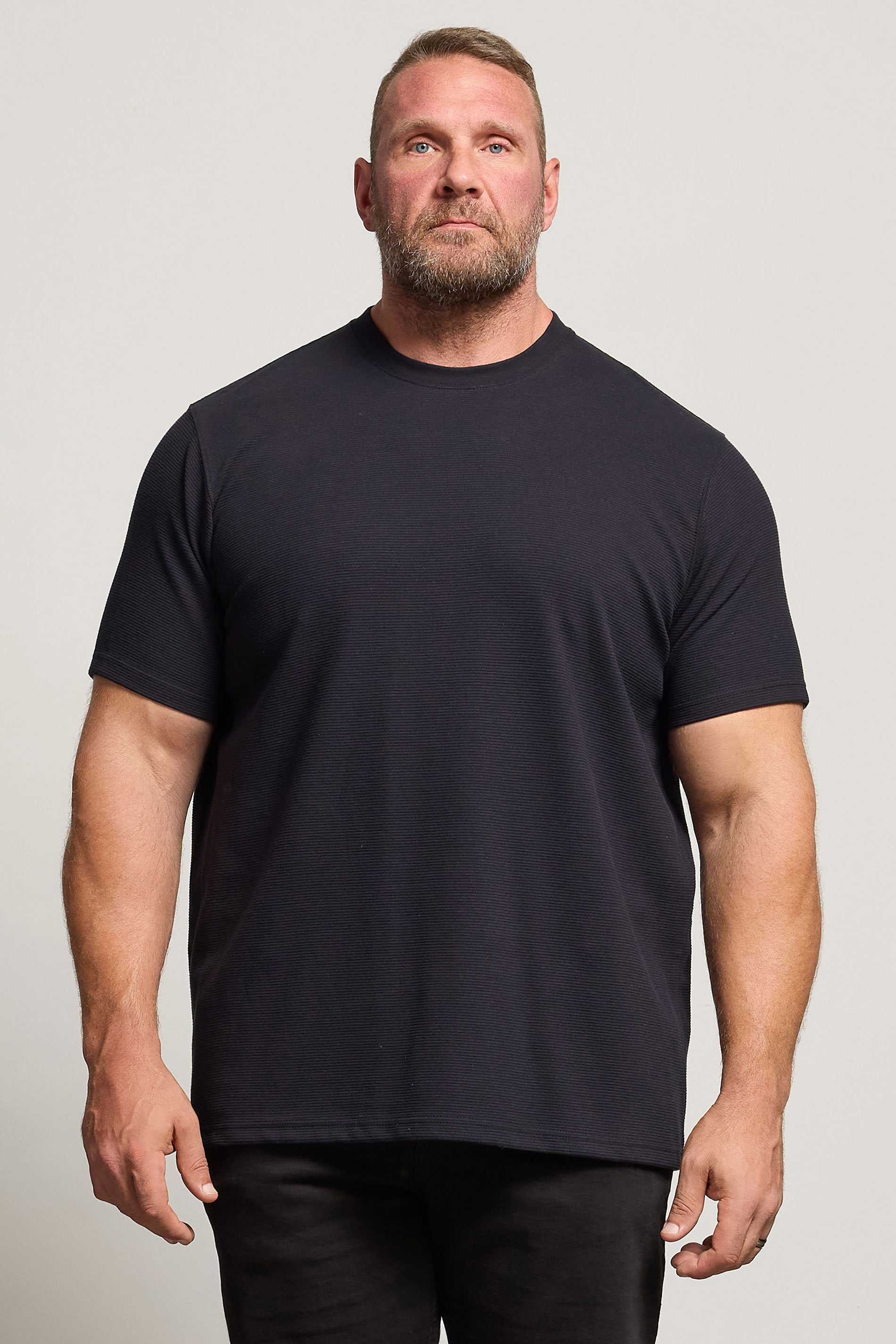 BadRhino Big & Tall Navy Blue Ottoman Textured T-Shirt | BadRhino 1