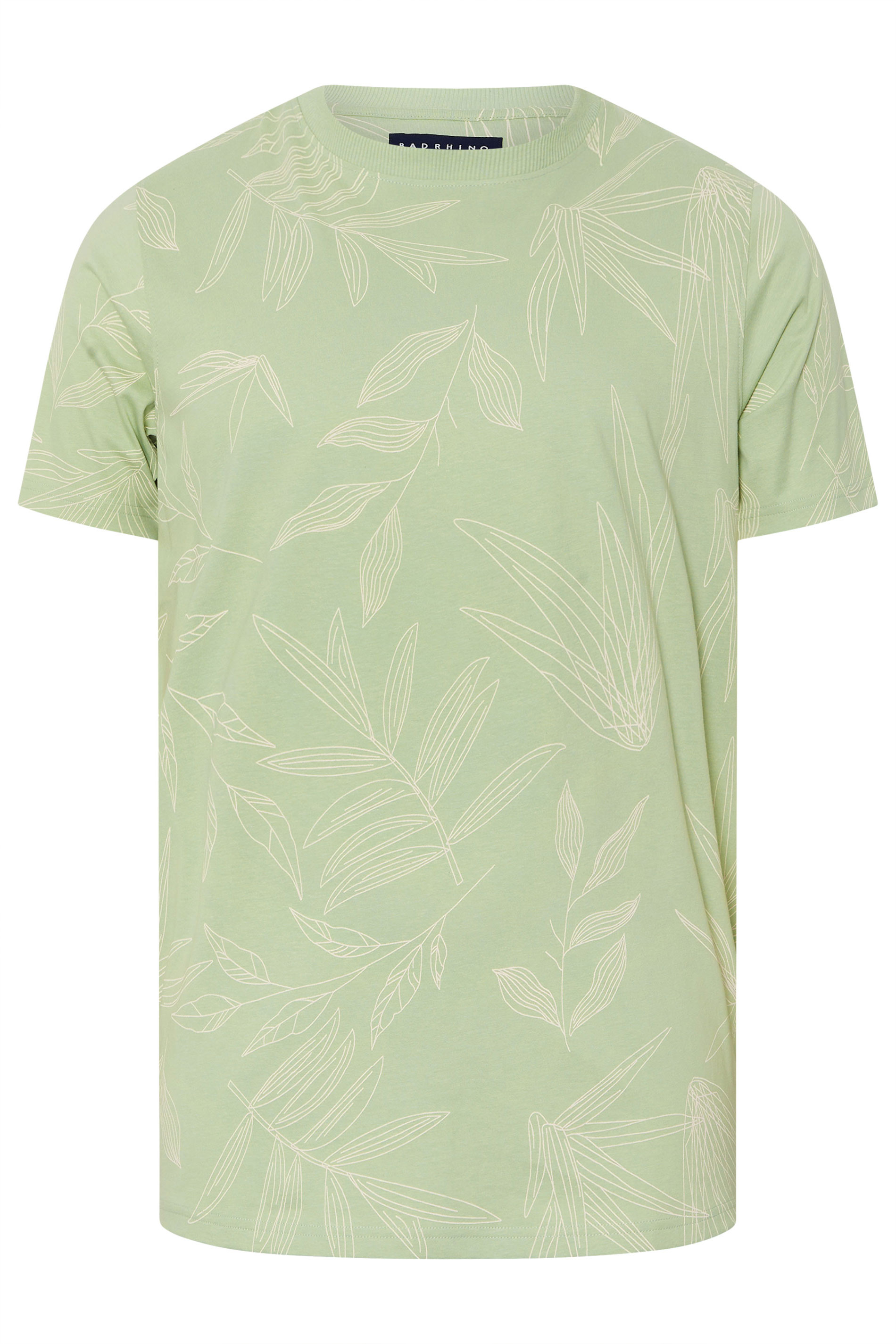 BadRhino Big & Tall Sage Green Leaf Printed T-Shirt | BadRhino 7