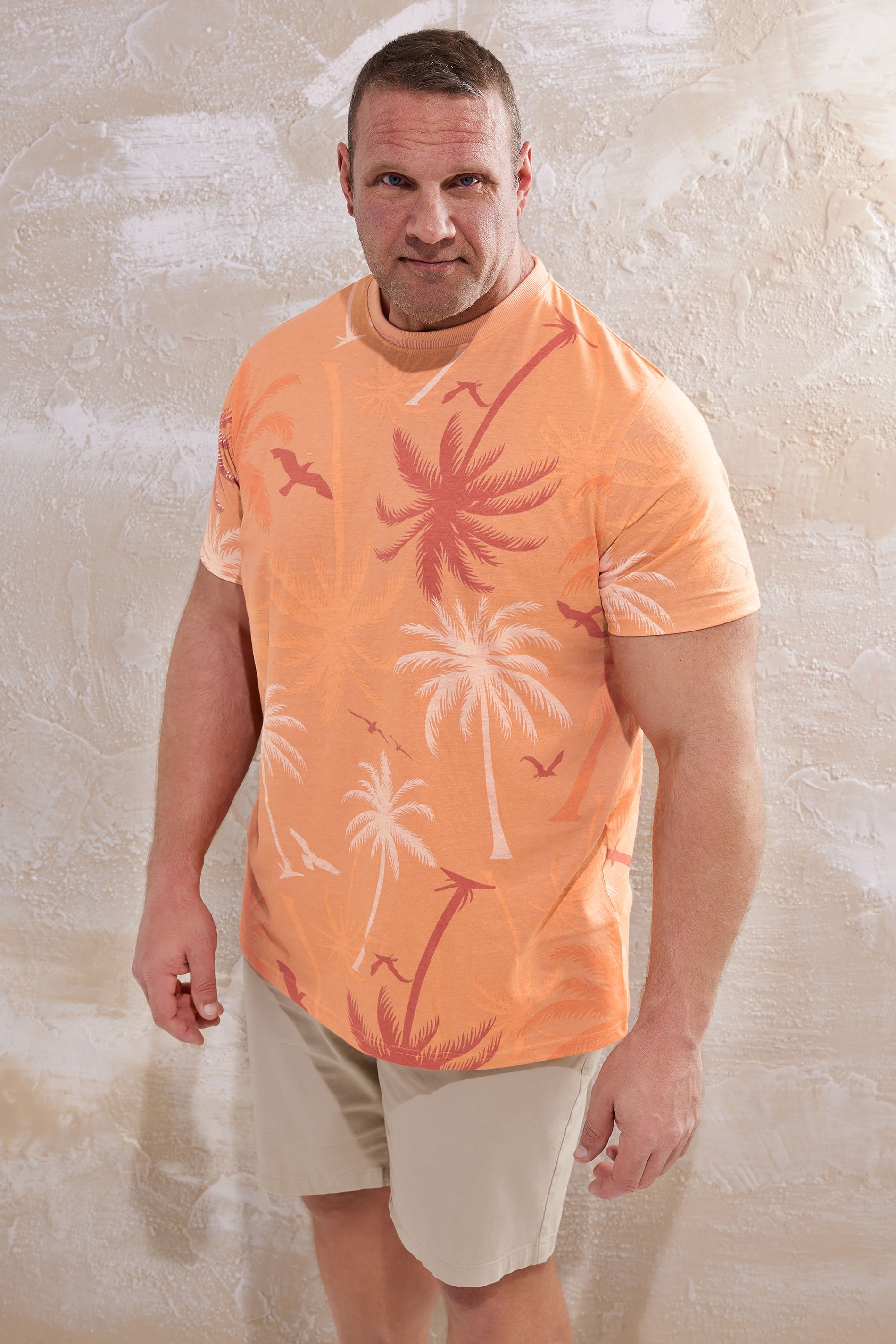 BadRhino Big & Tall Orange Palm Tree Print T-Shirt | BadRhino 2