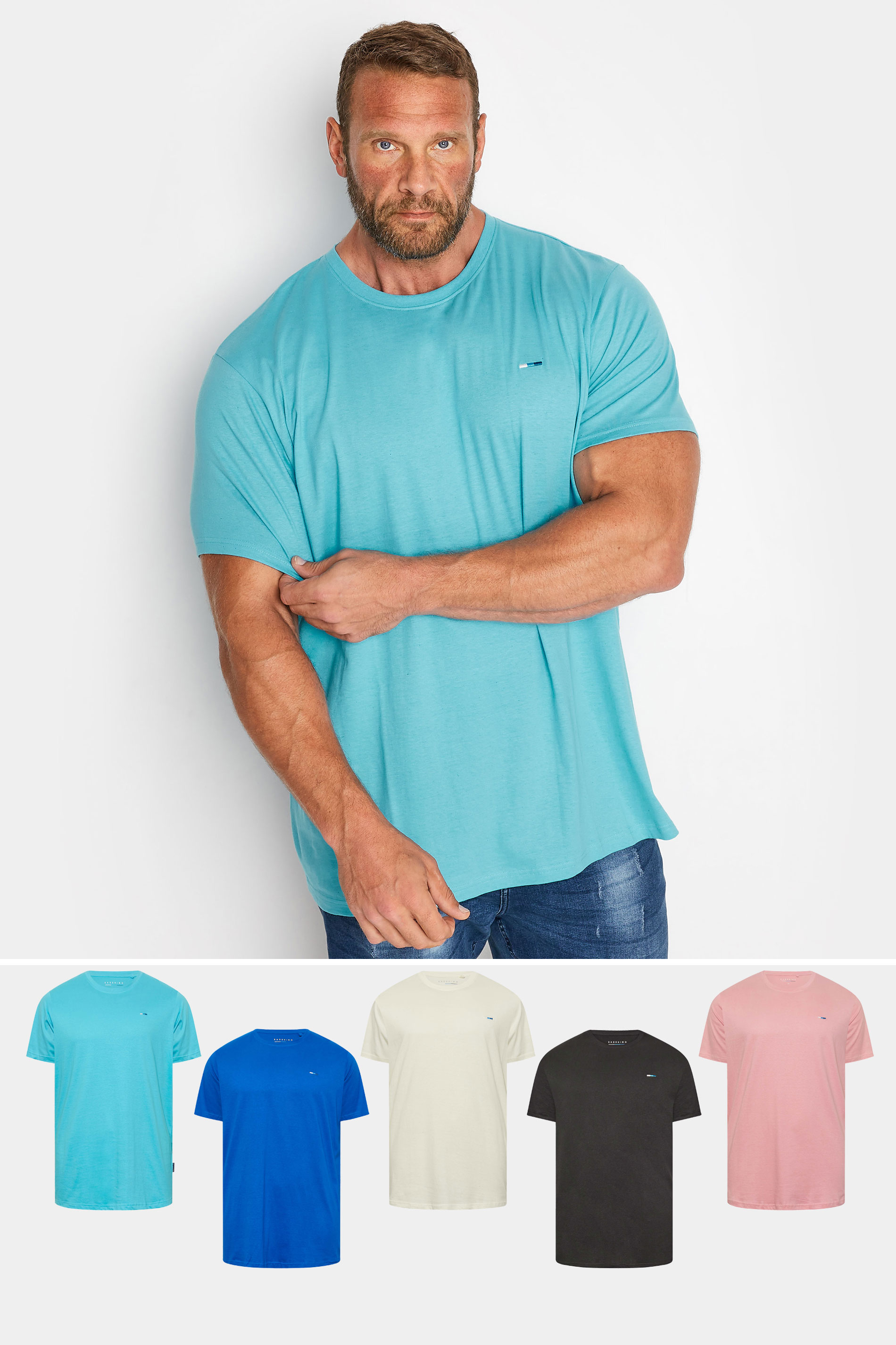 BadRhino Big & Tall 5 Pack Blue & Pink Core T-Shirts | BadRhino 1