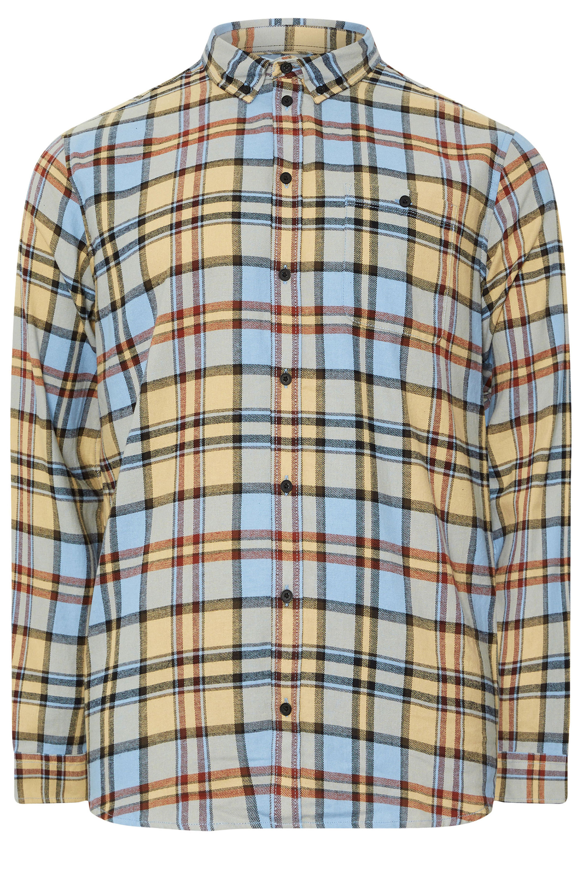 BLEND Big & Tall White & Grey Check Shirt | BadRhino 3