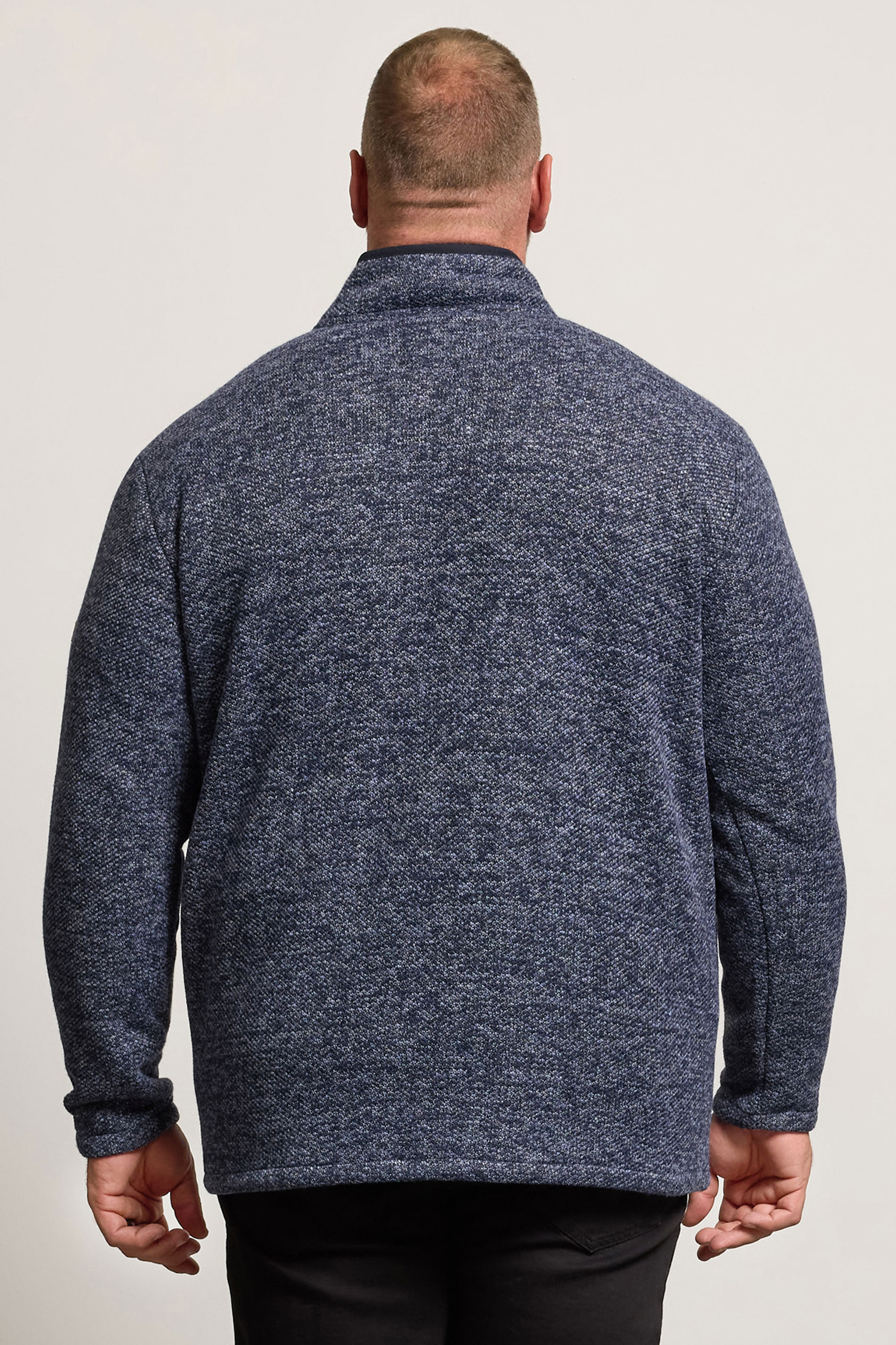 BadRhino Big & Tall Navy Blue Sherpa Lined Quarter Zip Jumper | BadRhino 3