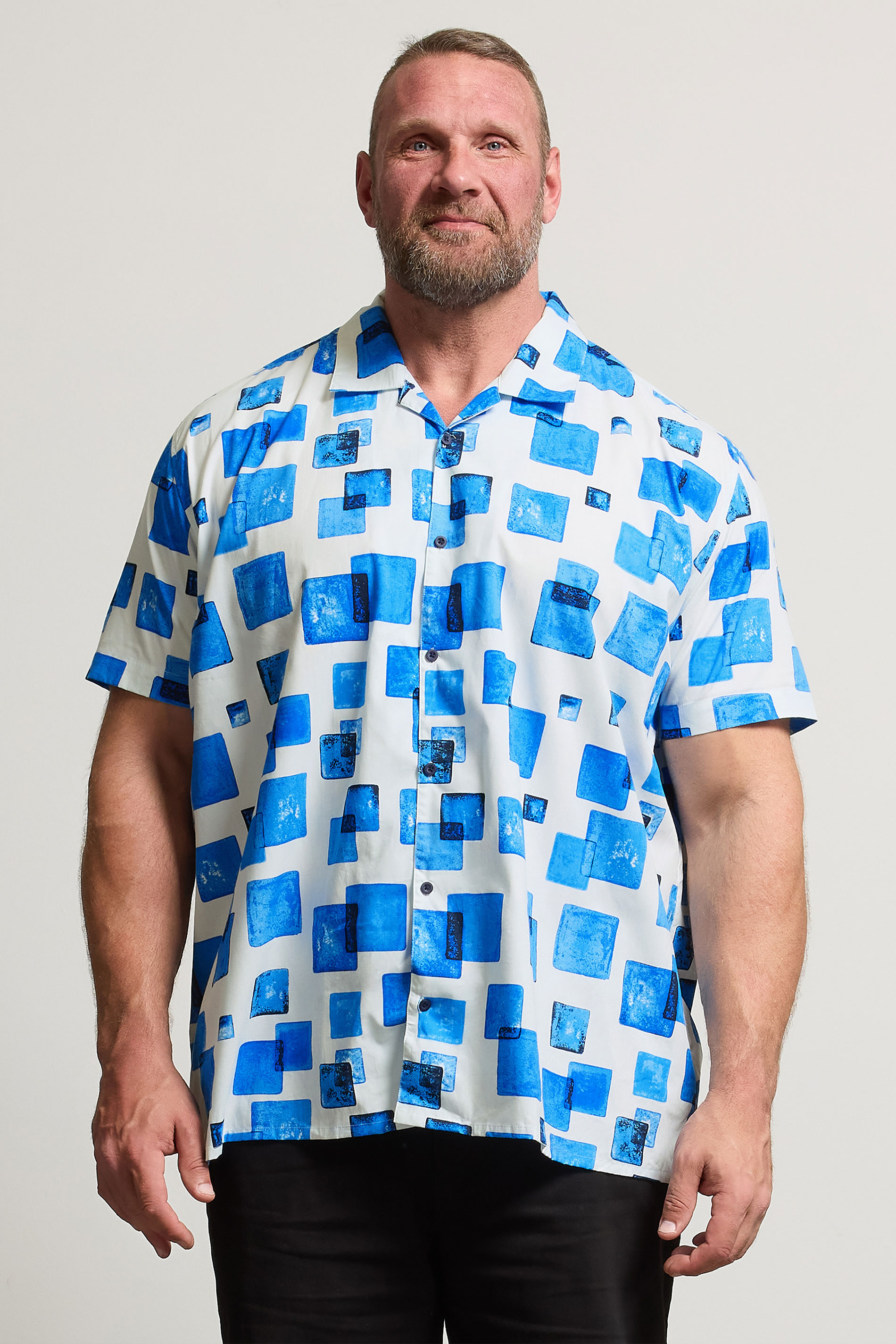 BadRhino BIg & Tall White Square Print Peached Short Sleeve Shirt | BadRhino 2