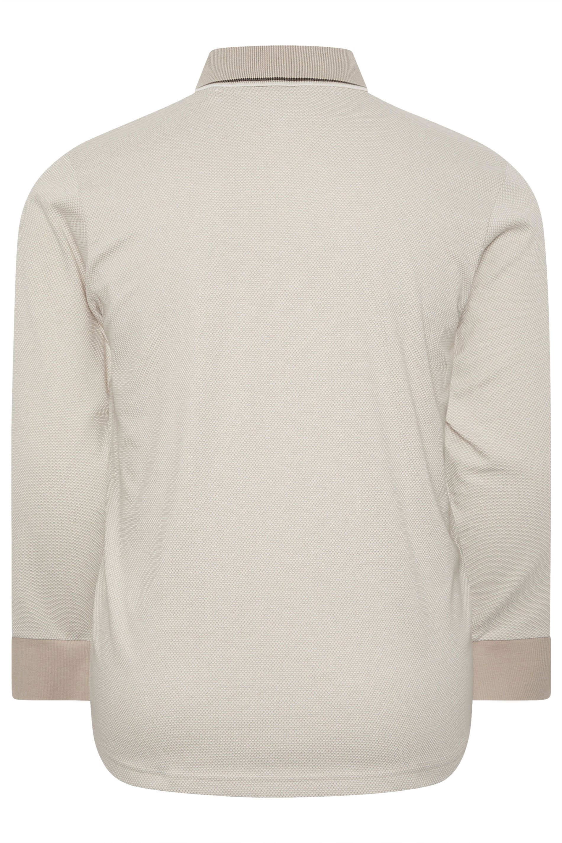 BadRhino Big & Tall Cream Textured Waffle Long Sleeve Polo Shirt | BadRhino 2