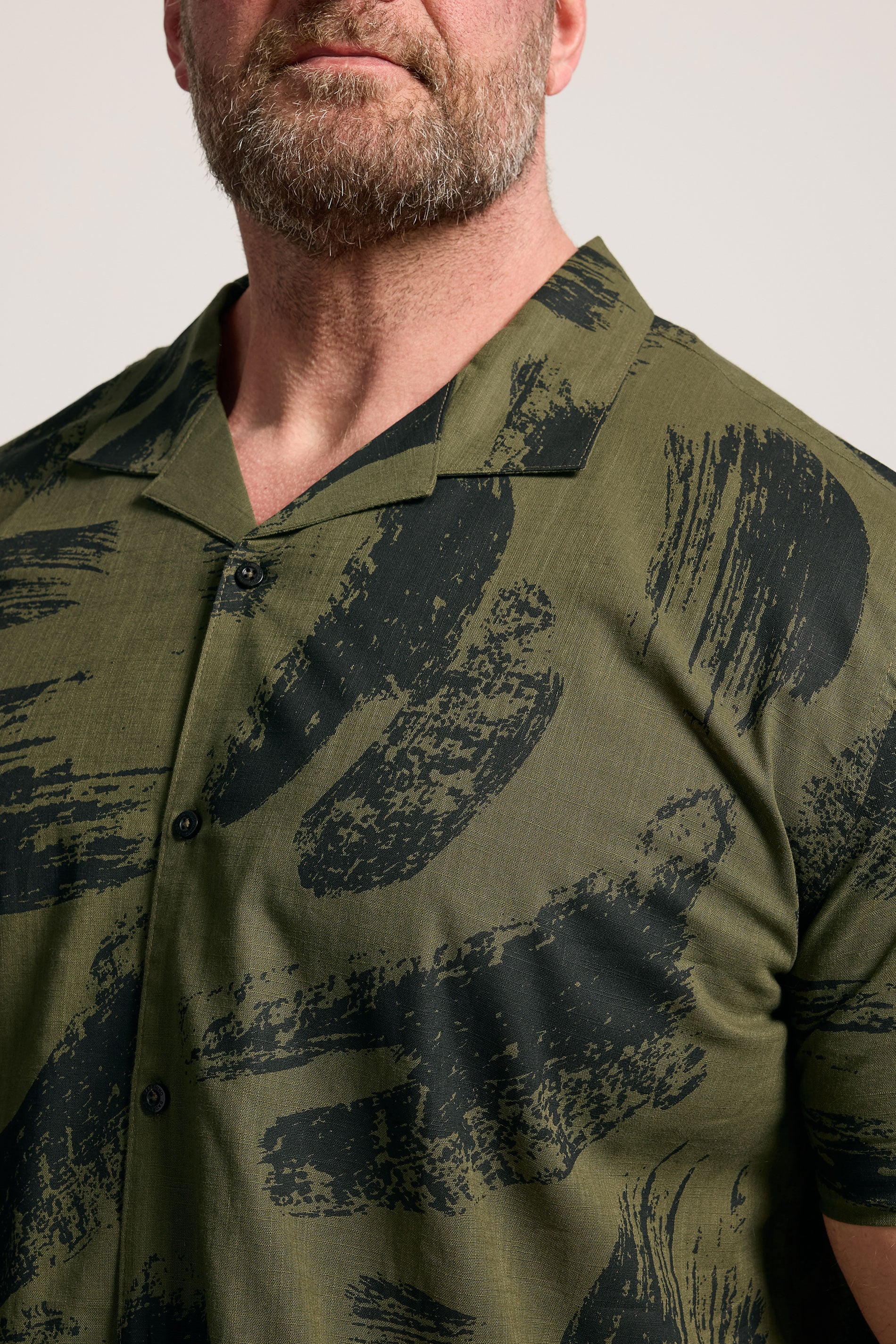 BadRhino Big & Tall Khaki Green Brushstroke Shirt | BadRhino 4