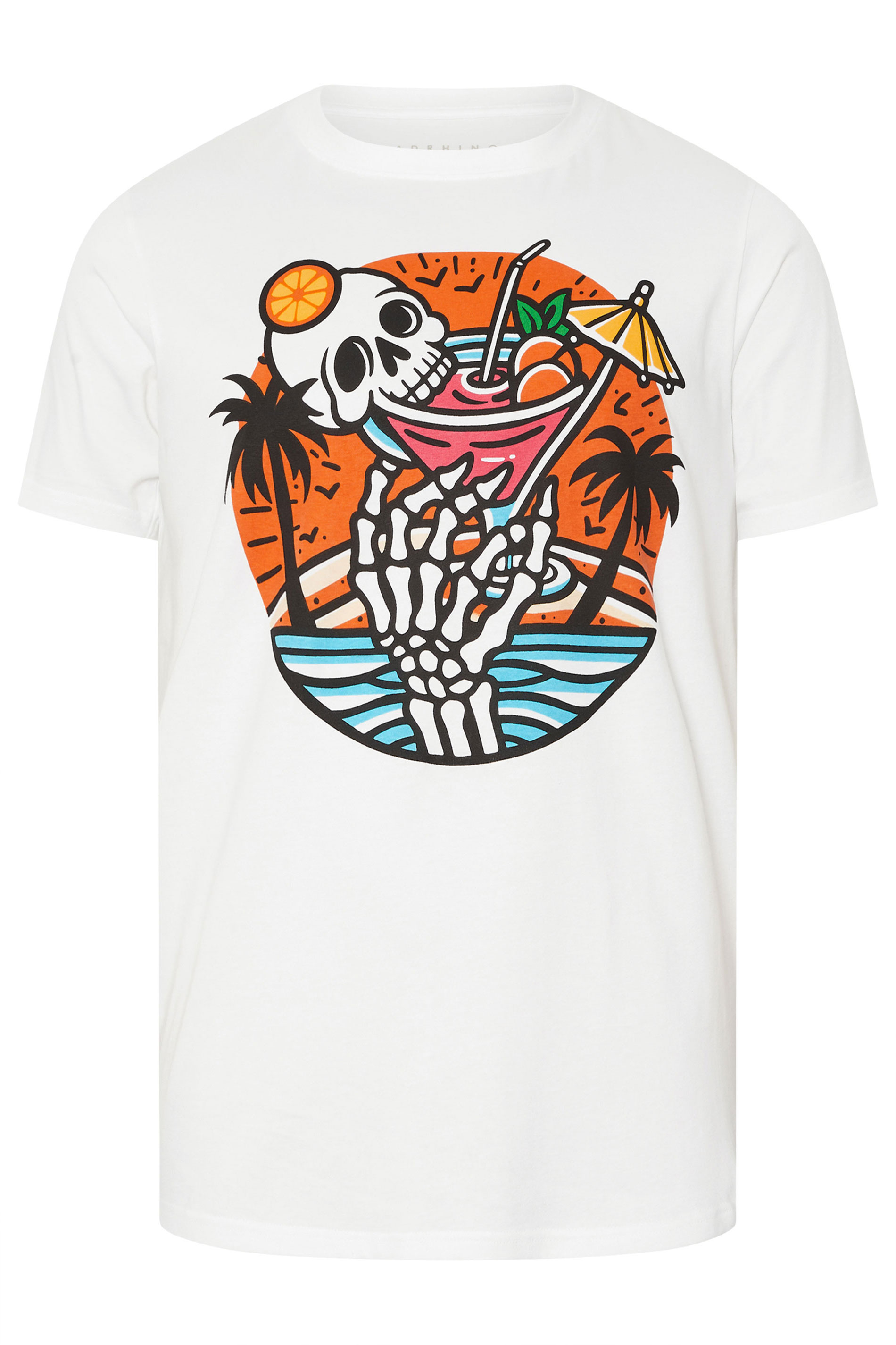 BadRhino Big & Tall White Skull Cocktail Graphic T-Shirt | BadRhino 6
