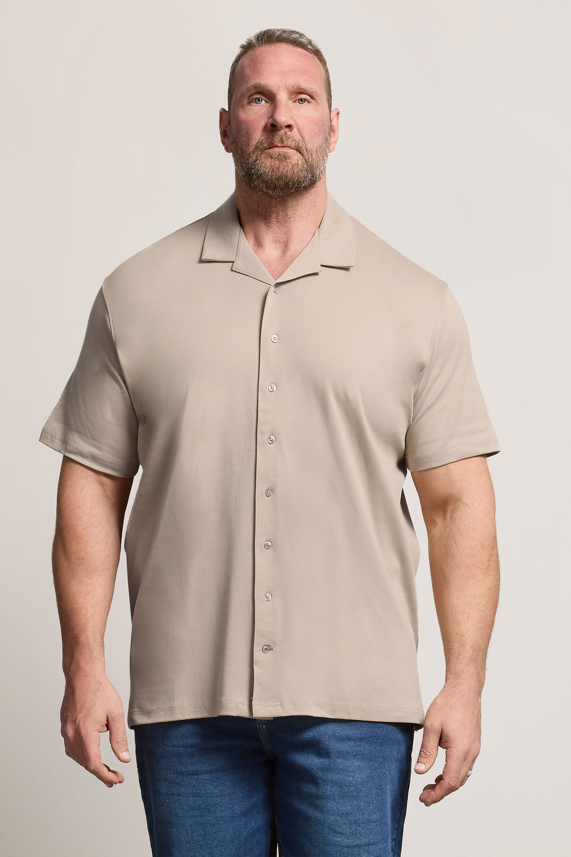 D555 Big & Tall Stone Brown Short Sleeve Resort Shirt | BadRhino 3