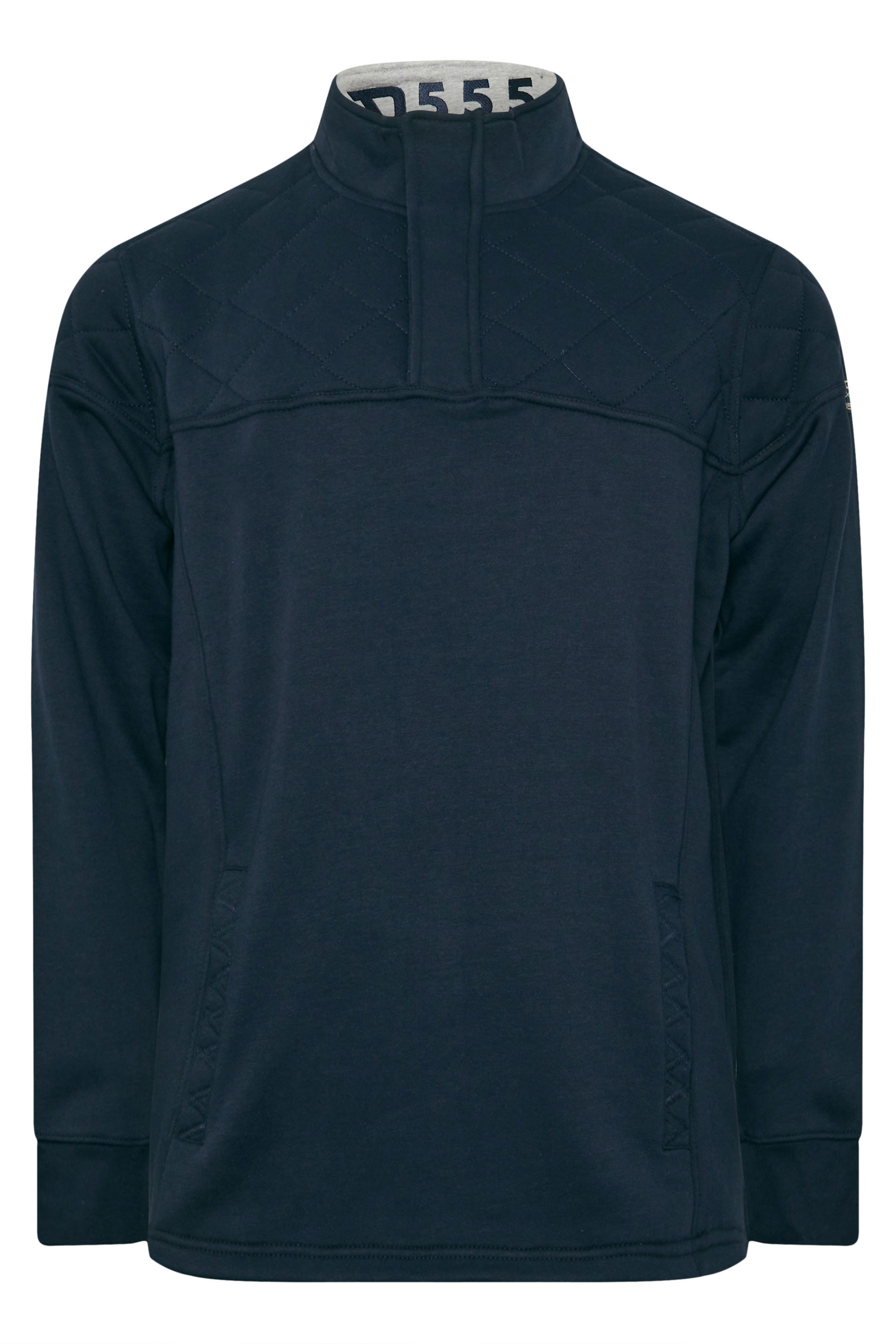 D555 Big & Tall Navy Quarter Zip Quilted Panel Sweatshirt | BadRhino 4
