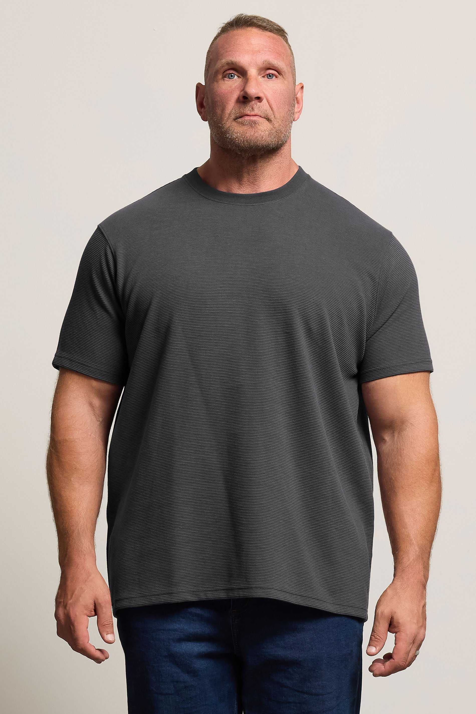 BadRhino Big & Tall Ebony Grey Ottoman Textured T-Shirt | BadRhino 2