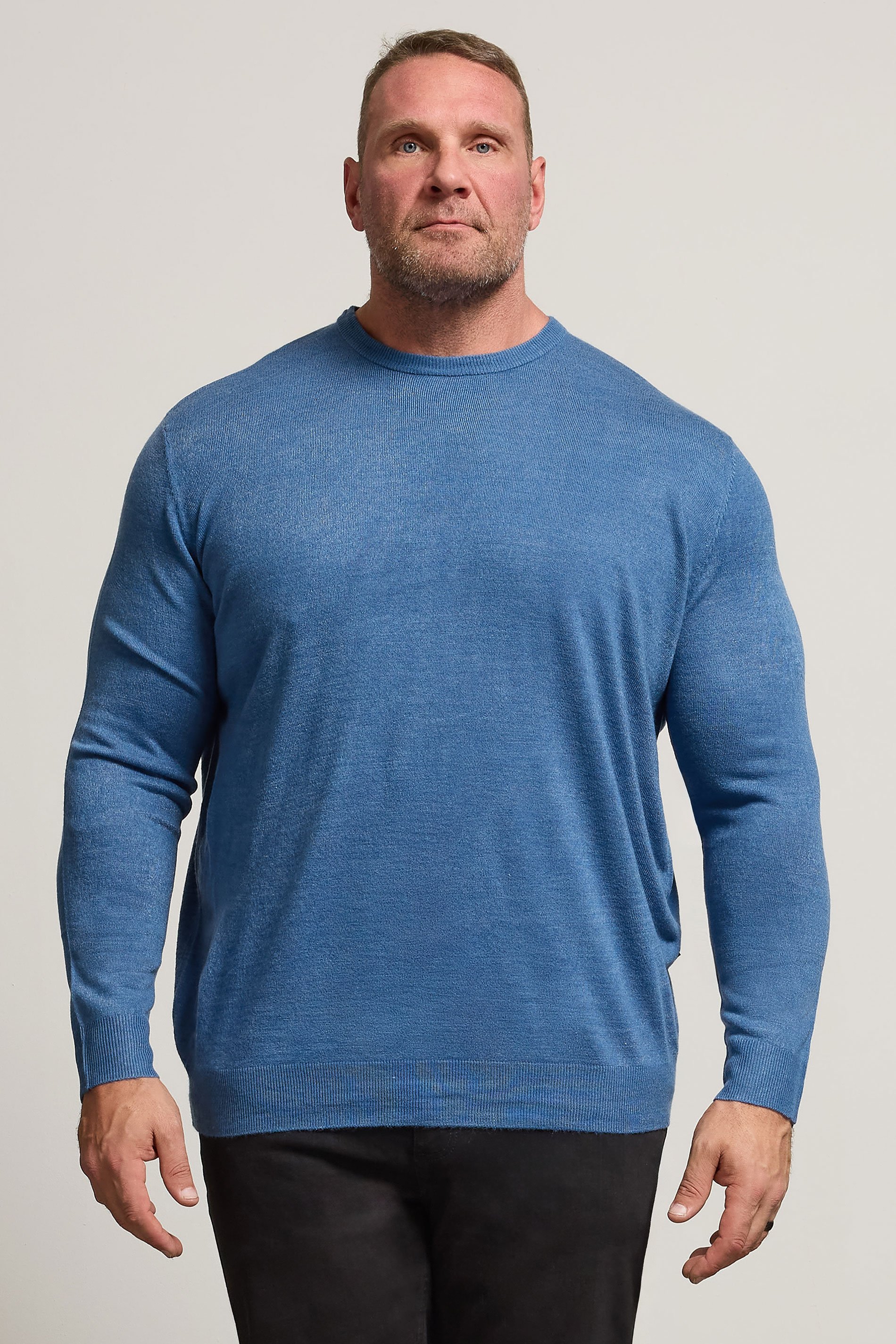 BadRhino Big & Tall Blue Crew Neck Jumper | BadRhino 1