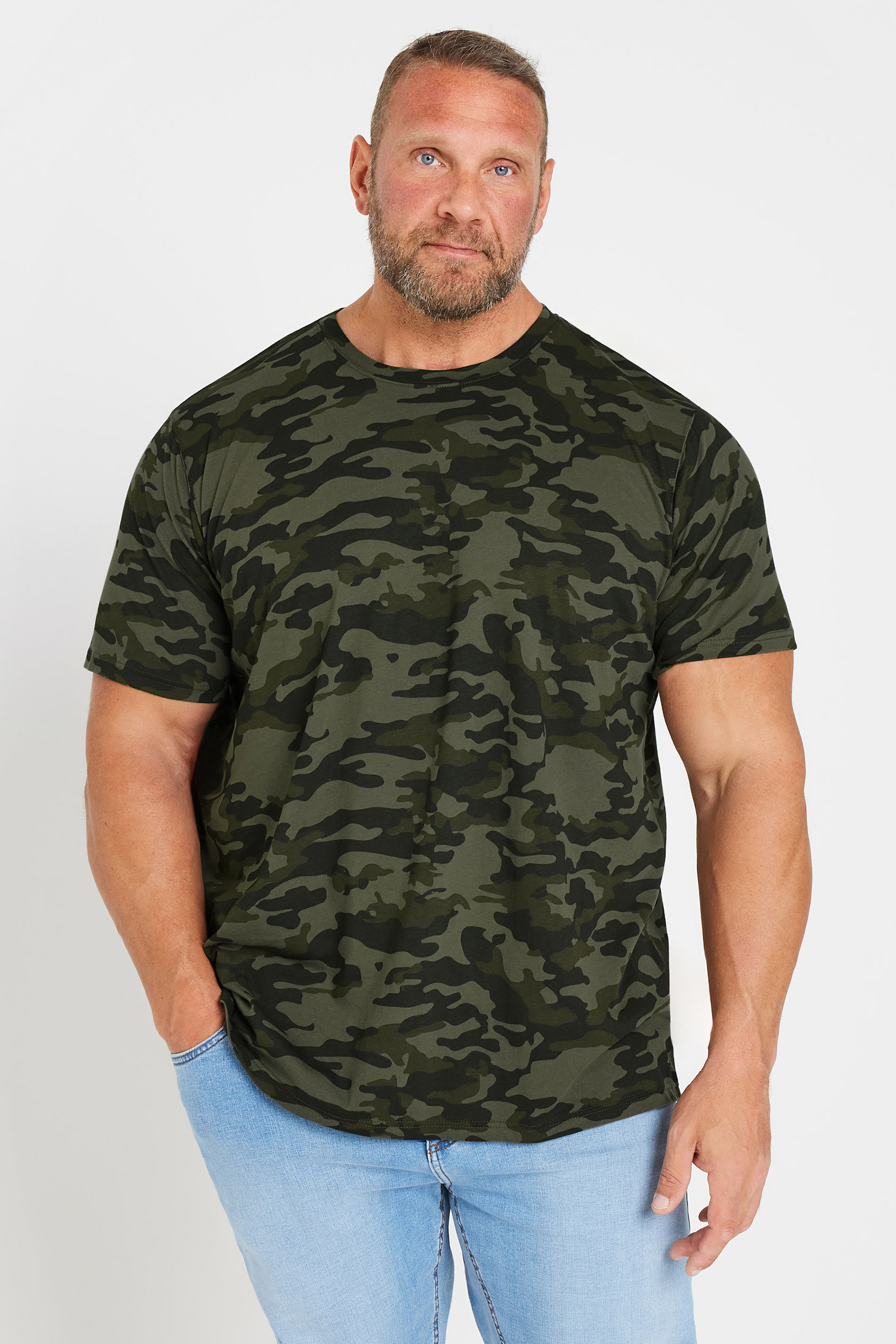 BadRhino Green Camo Print Crew Neck T-Shirt | BadRhino