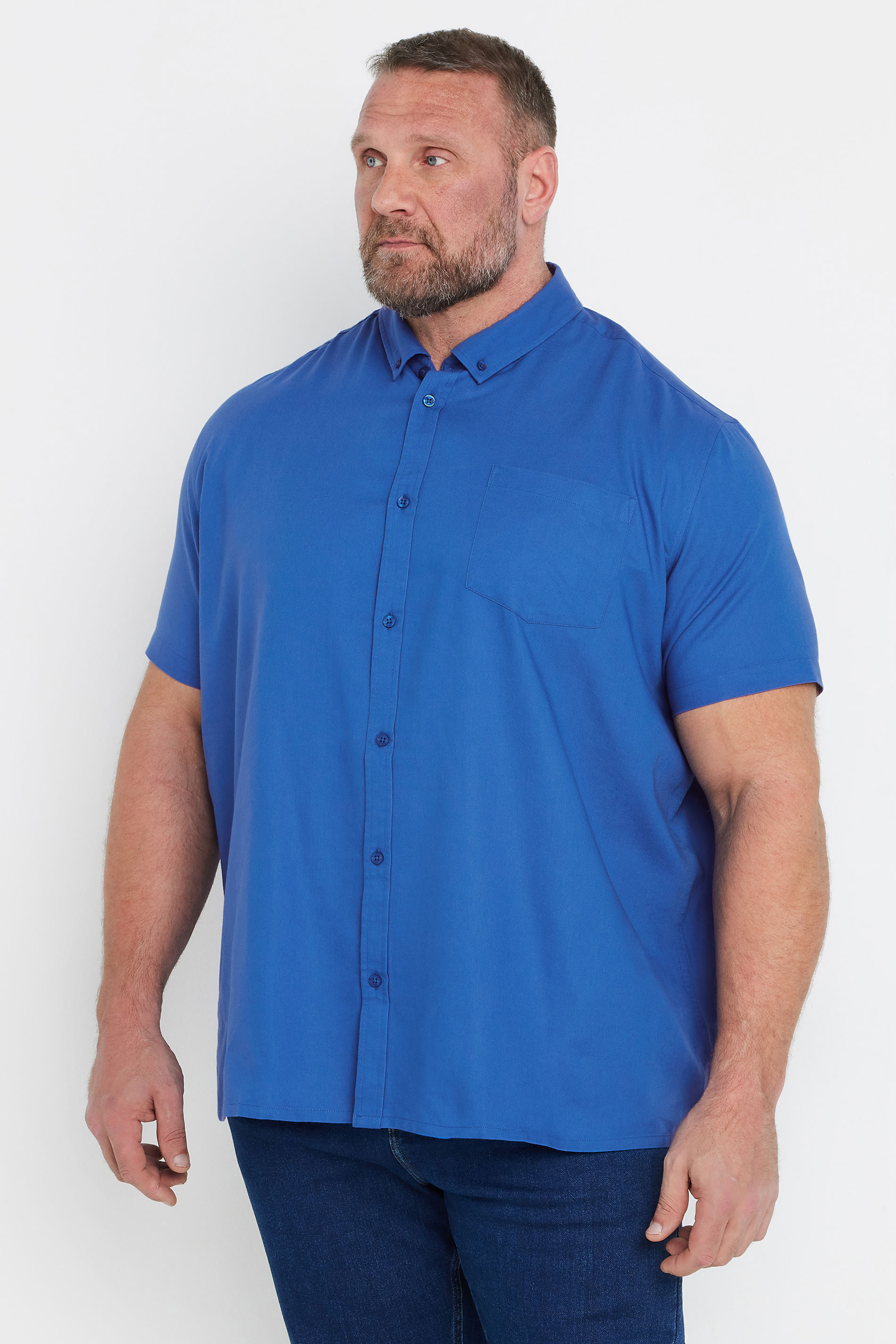 BadRhino Big & Tall Blue Short Sleeve Oxford Shirt | BadRhino 2