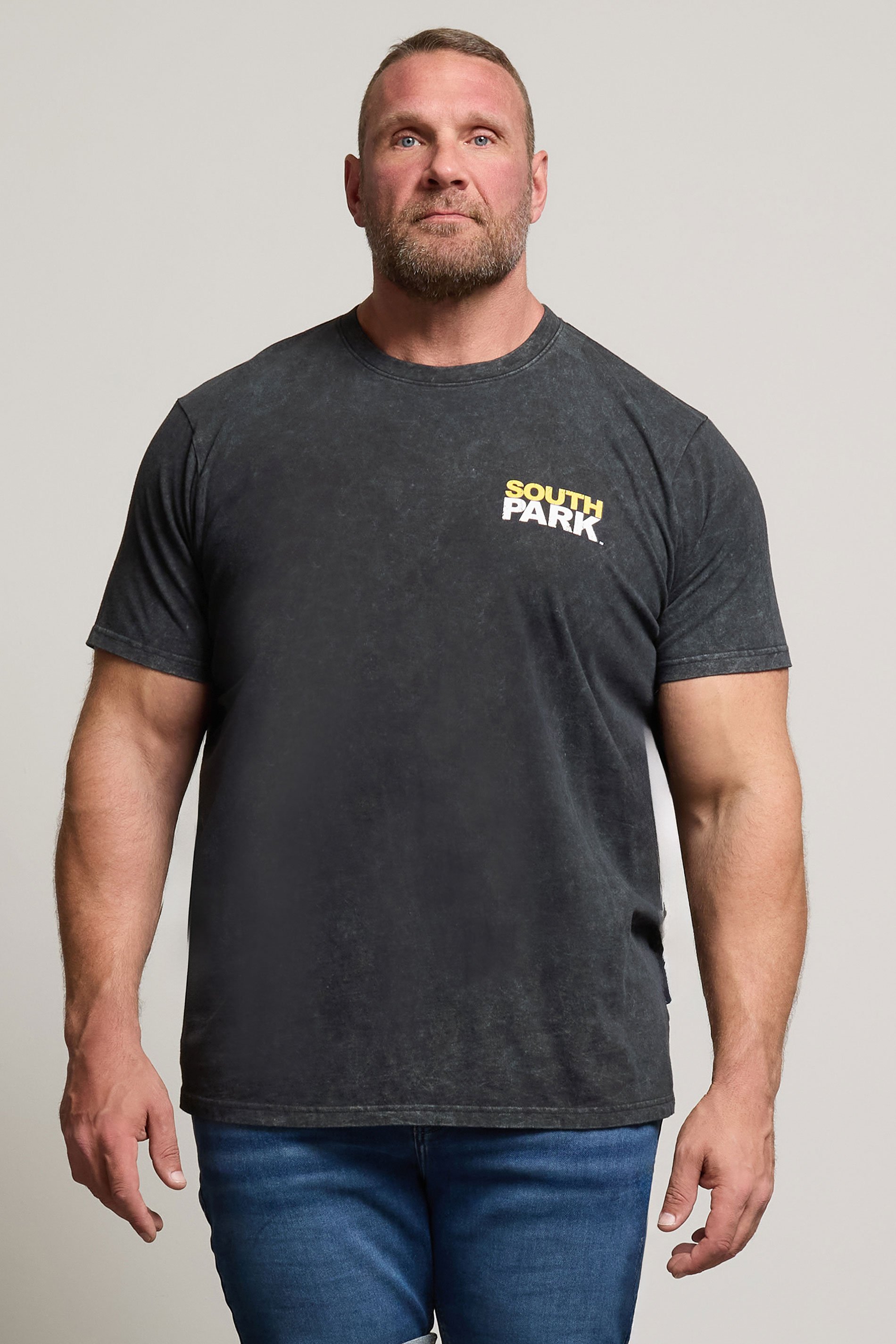 BadRhino Big & Tall Black Acid Wash Printed 'South Park' T-Shirt | BadRhino 1