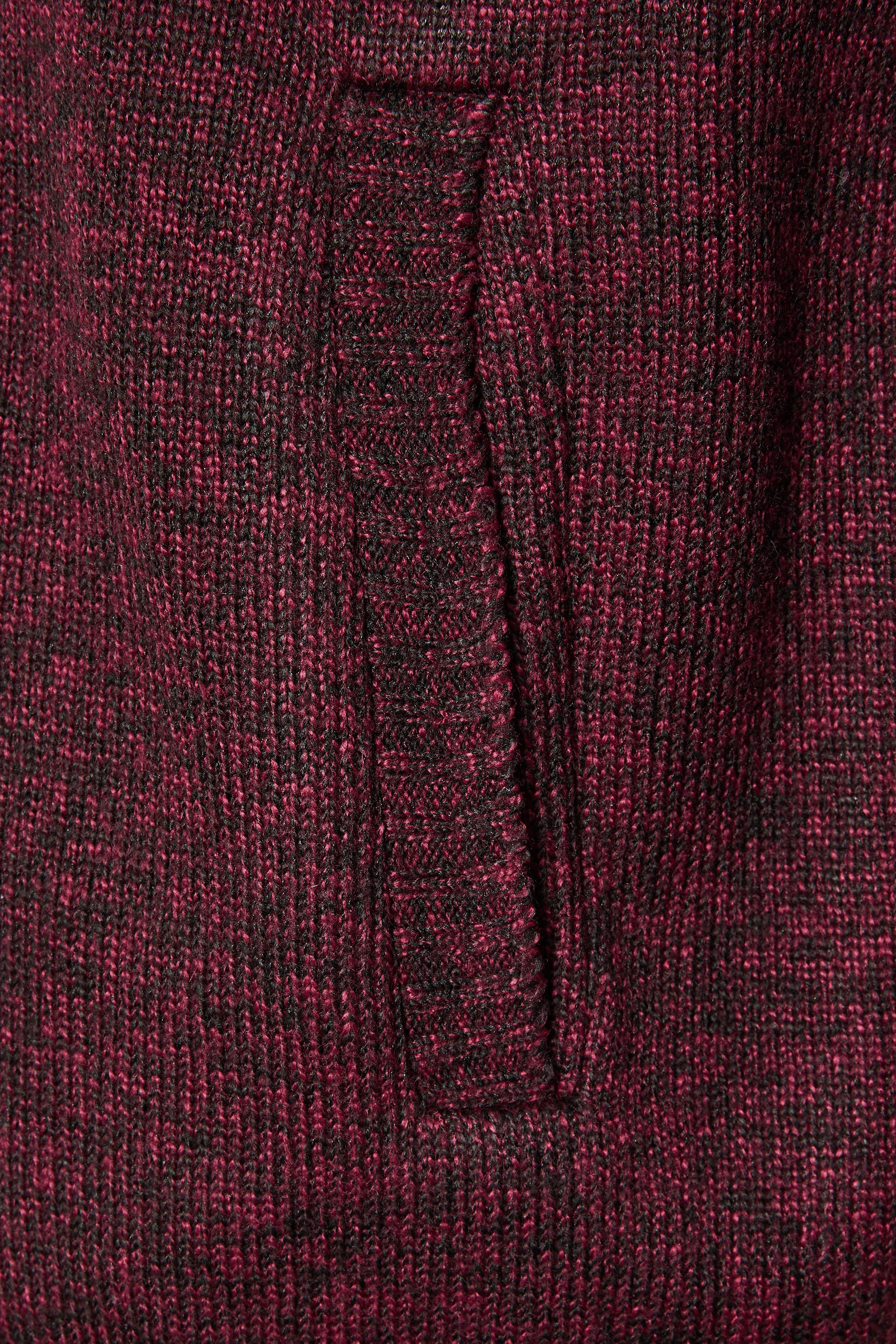 D555 Big & Tall Burgundy Red Quarter Zip Knitted Jumper 5