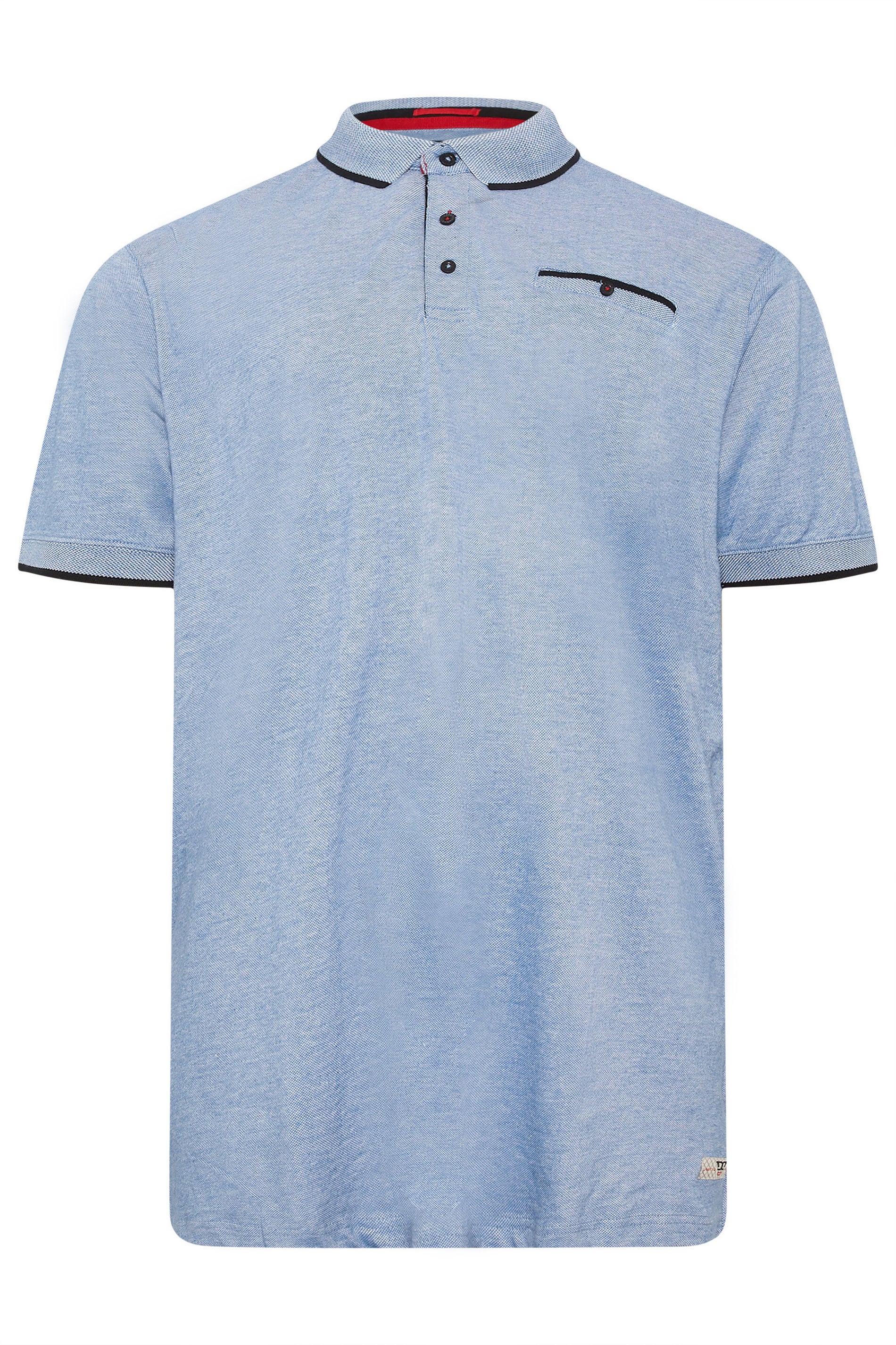 D555 Big & Tall Blue Pique Jacquard Polo Shirt | BadRhino 2