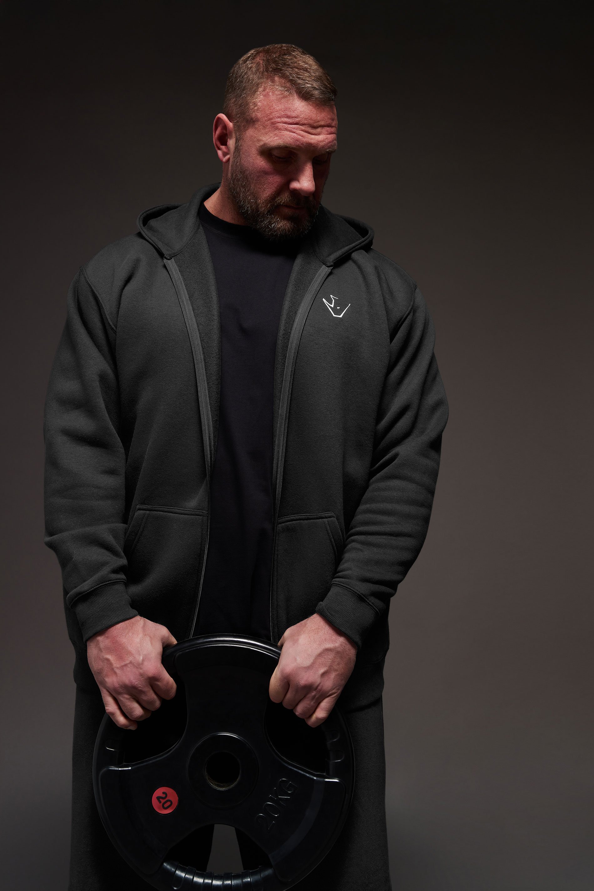 IronRhino Big & Tall Black 'Rest Day' Zip Through Hoodie | BadRhino 1