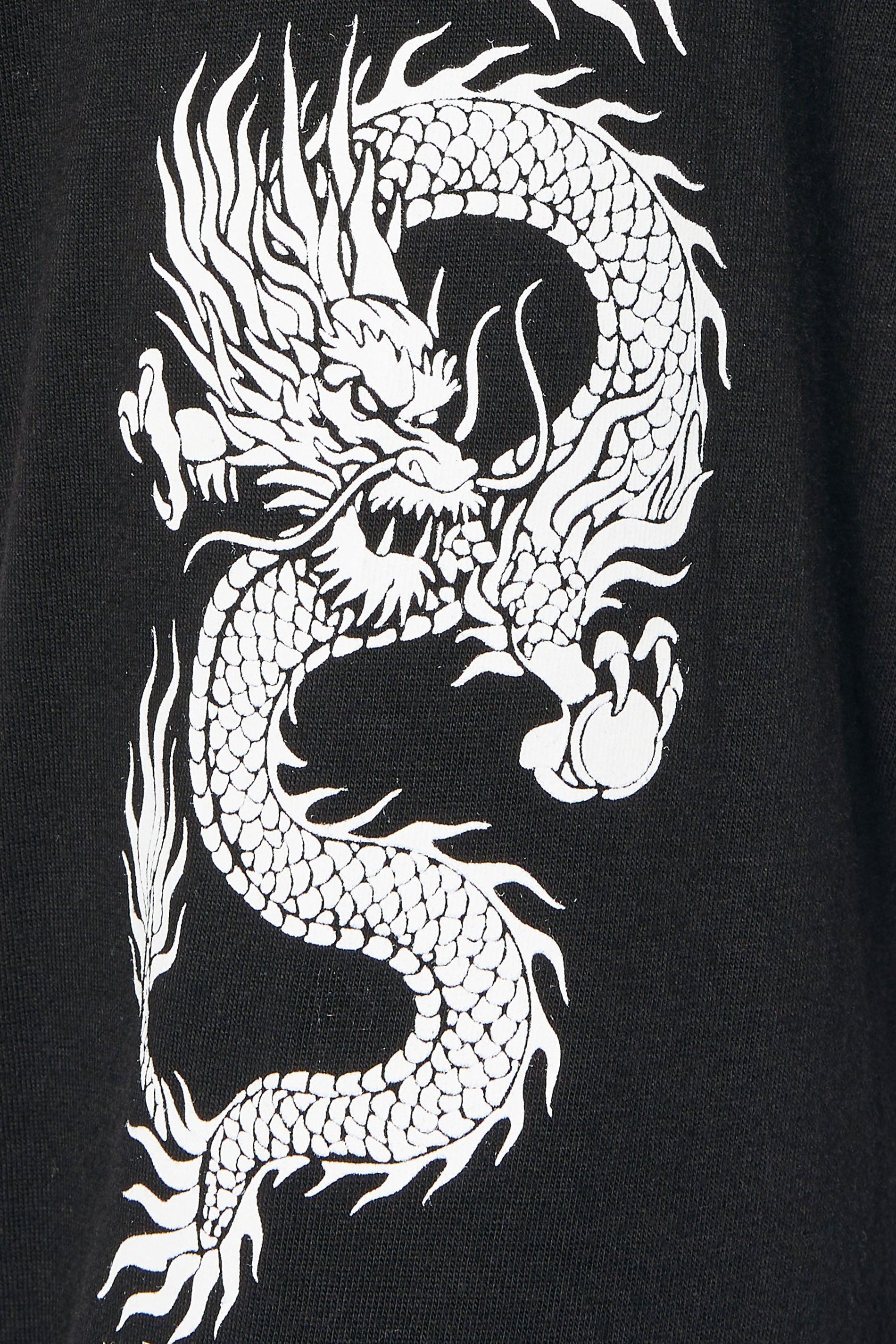 BadRhino Big & Tall Black Extra Long Dragon Graphic Long Sleeve T-shirt | BadRhino 5