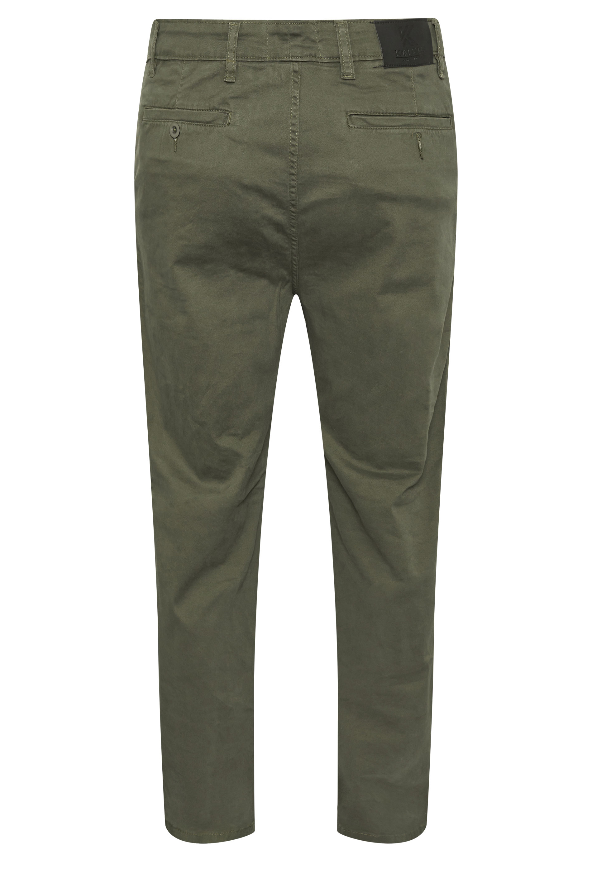 KAM Big & Tall Khaki Green Chino Trousers | BadRhino 4