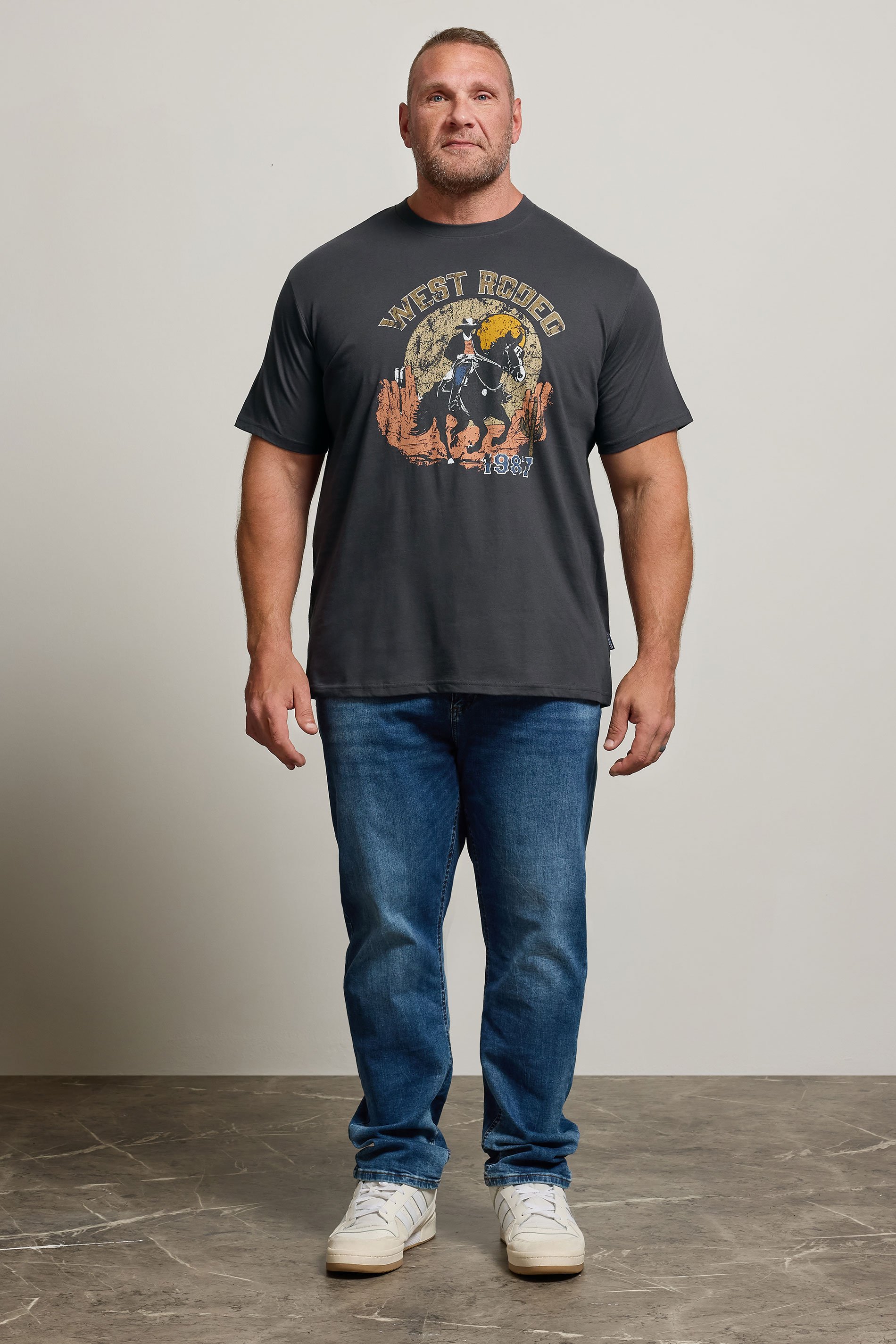 BadRhino Big & Tall Ebony Grey 'West Rodeo' Graphic T-Shirt | BadRhino 2